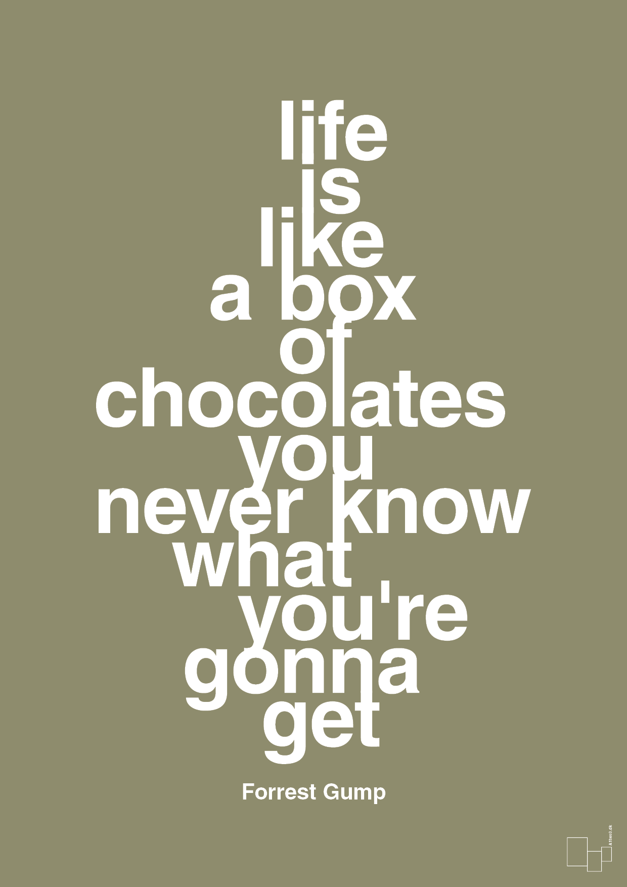 life is like a box of chocolates you never know what you're gonna get - Plakat med Citater i Misty Forrest