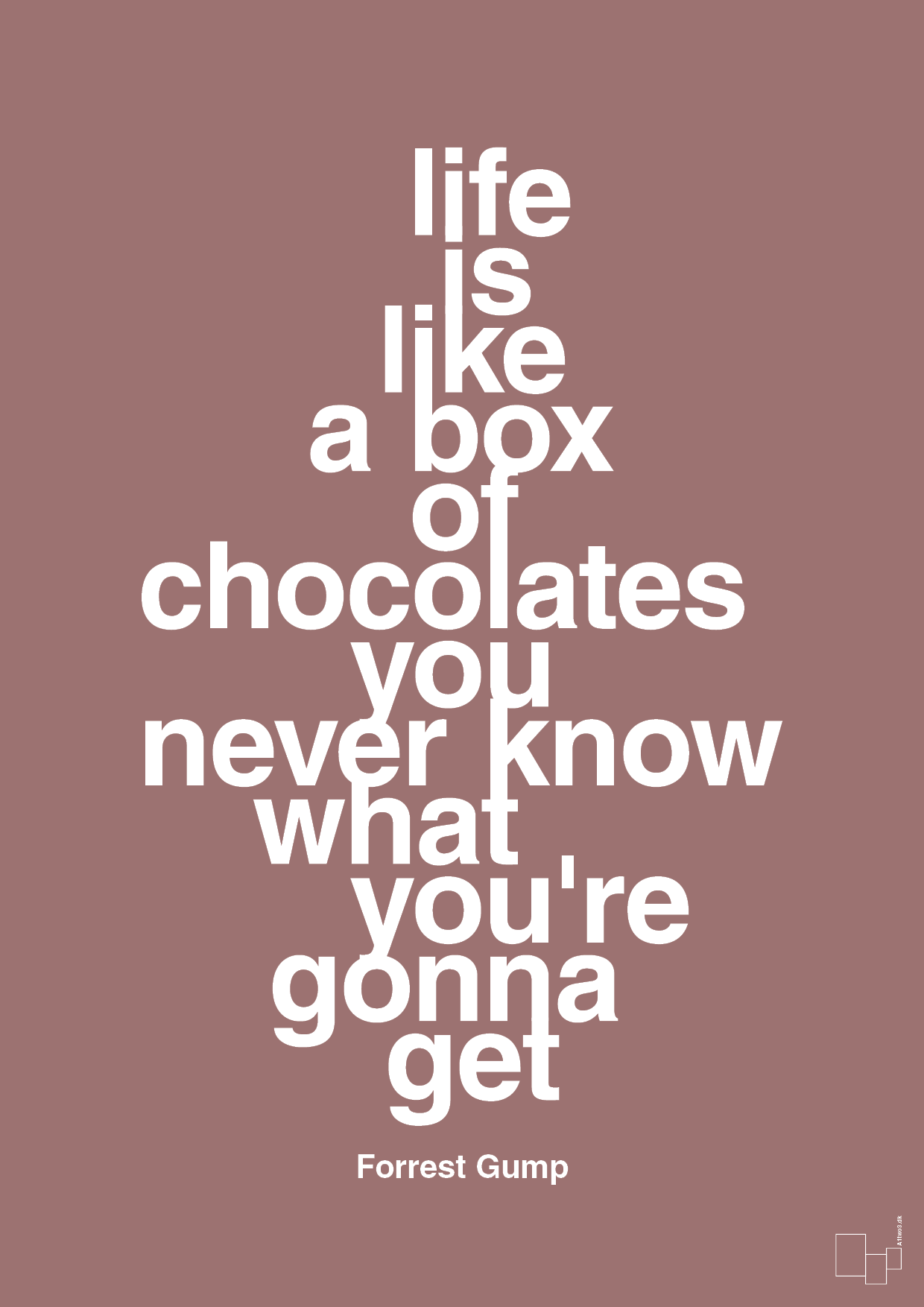 life is like a box of chocolates you never know what you're gonna get - Plakat med Citater i Plum