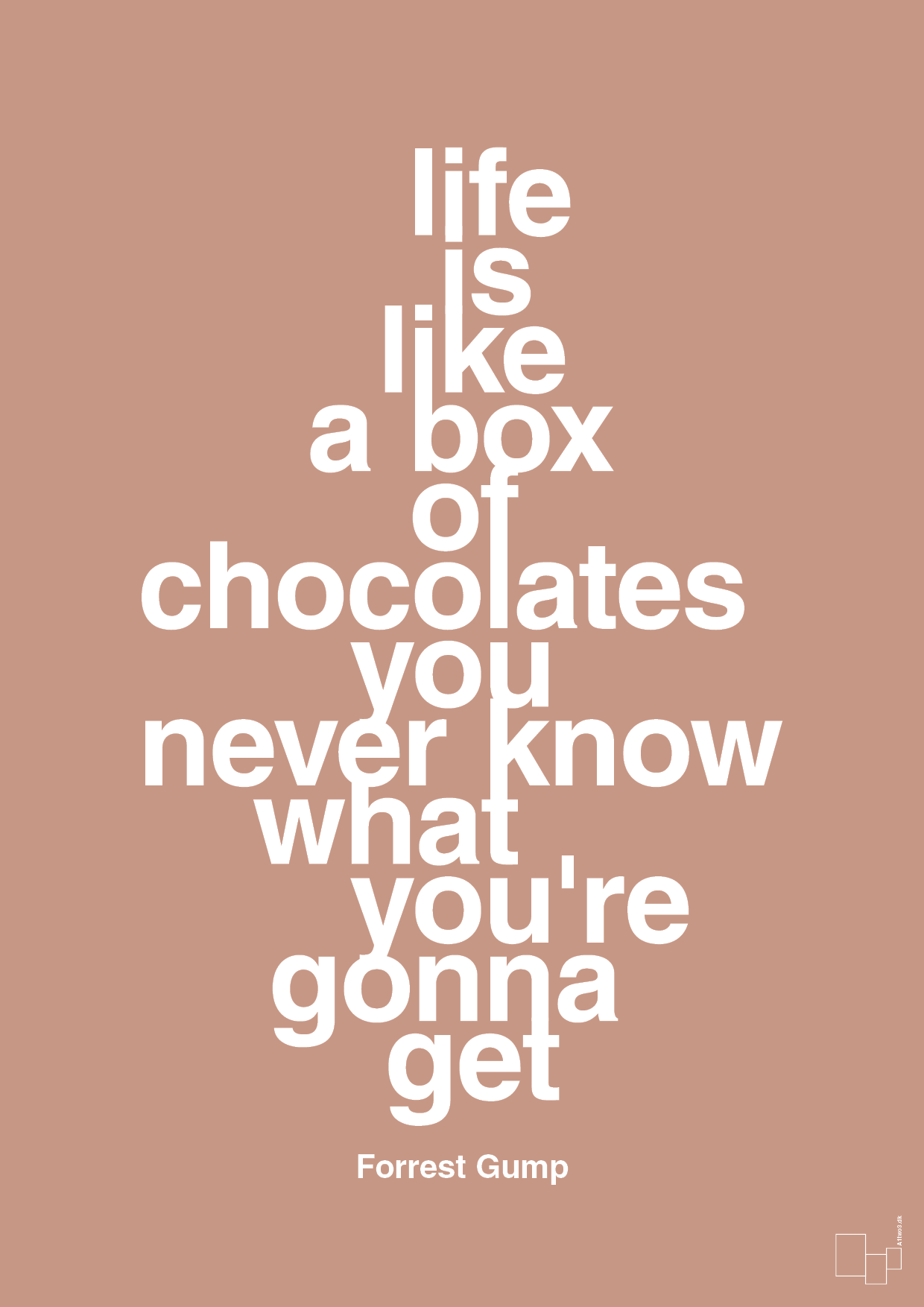 life is like a box of chocolates you never know what you're gonna get - Plakat med Citater i Powder