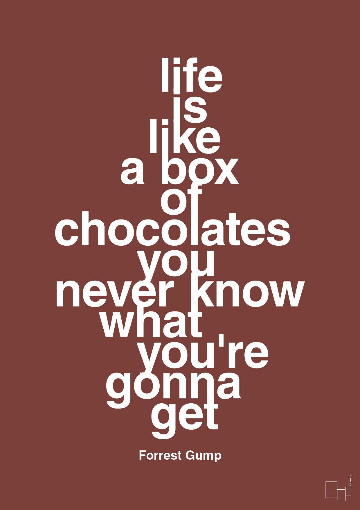life is like a box of chocolates you never know what you're gonna get - Plakat med Citater i Red Pepper
