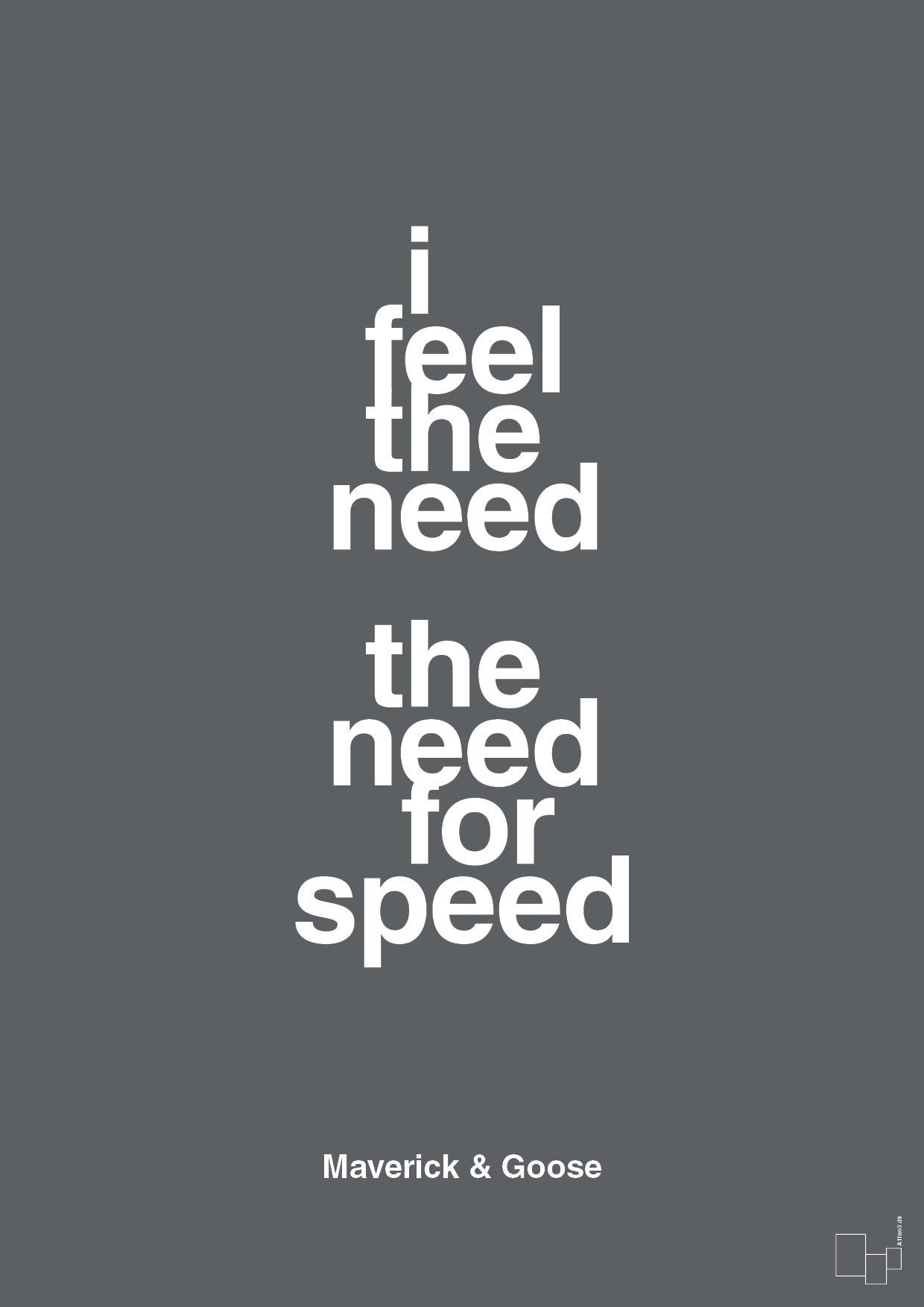 i feel the need the need for speed - Plakat med Citater i Graphic Charcoal