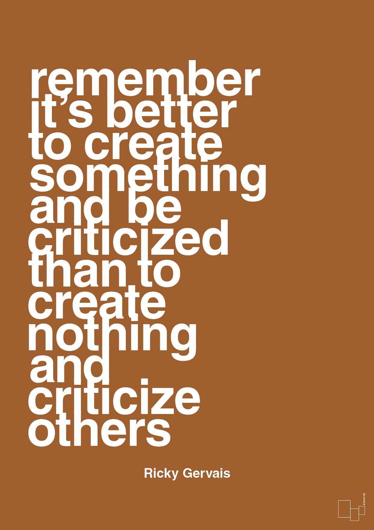 remember its better to create something and be criticized than create nothing and criticize others - Plakat med Citater i Cognac