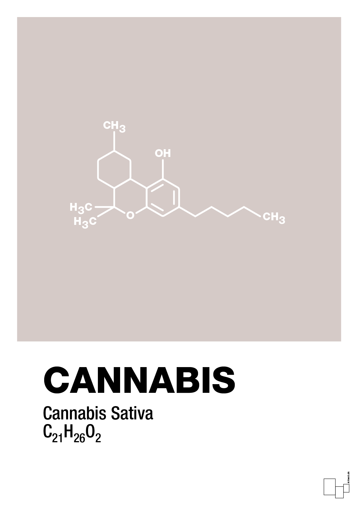 cannabis - Plakat med Videnskab i Broken Beige