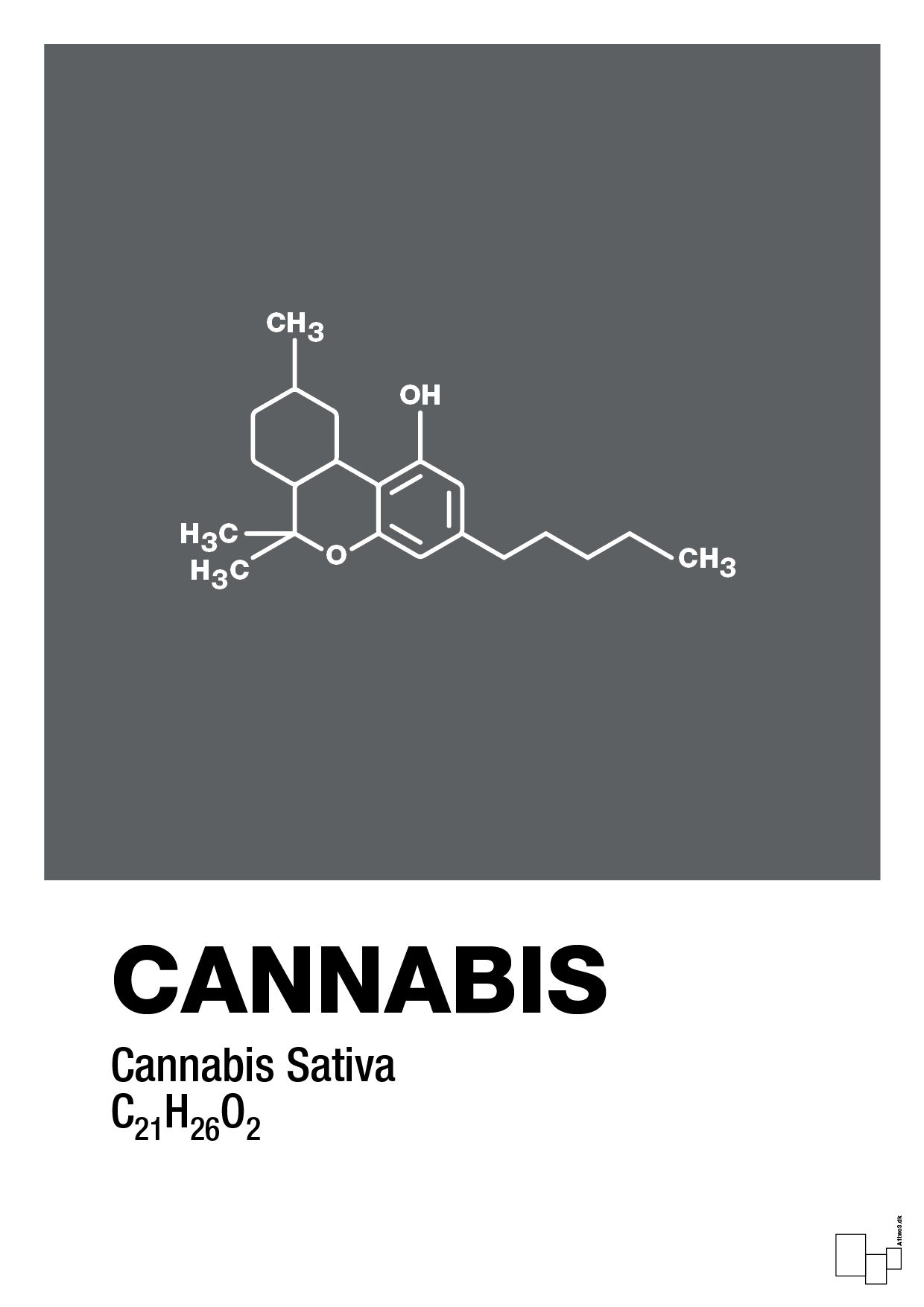cannabis - Plakat med Videnskab i Graphic Charcoal