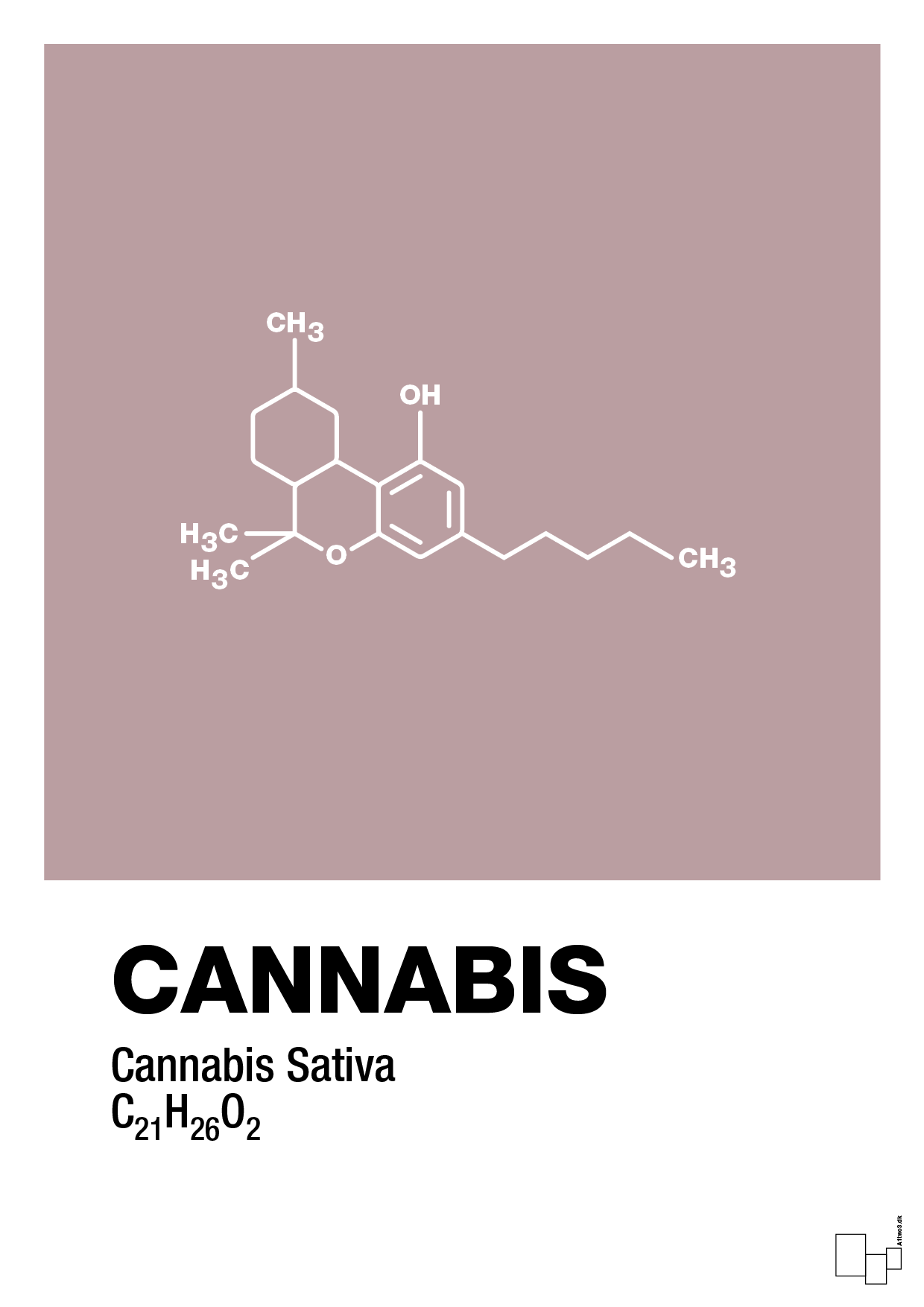 cannabis - Plakat med Videnskab i Light Rose