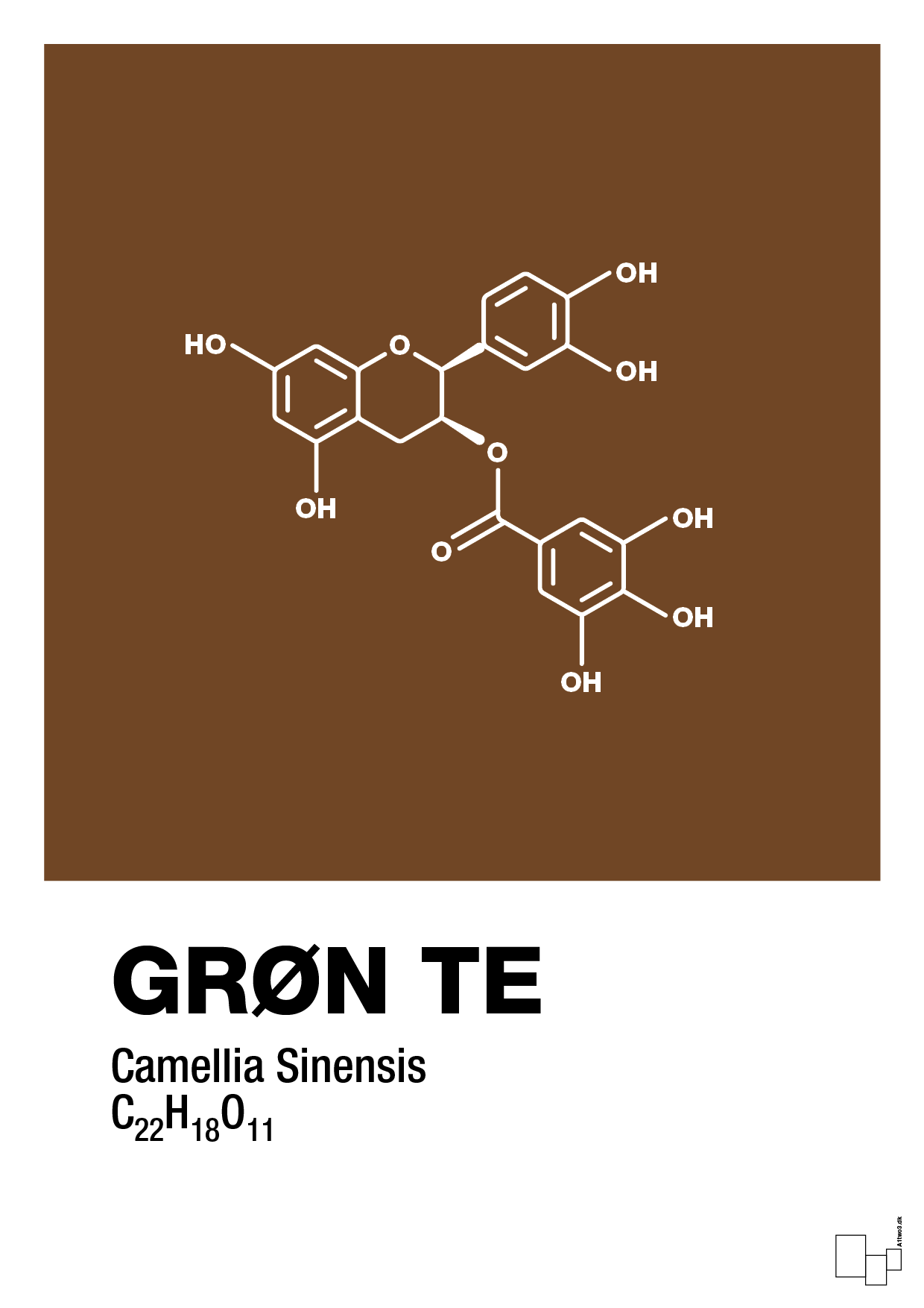 grøn te - Plakat med Videnskab i Dark Brown