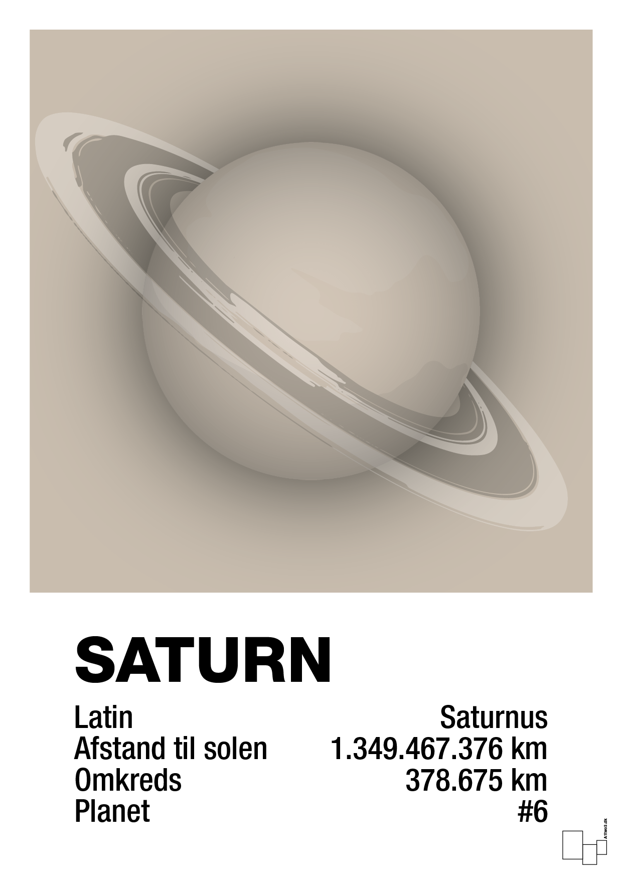 saturn - Plakat med Videnskab i Creamy Mushroom