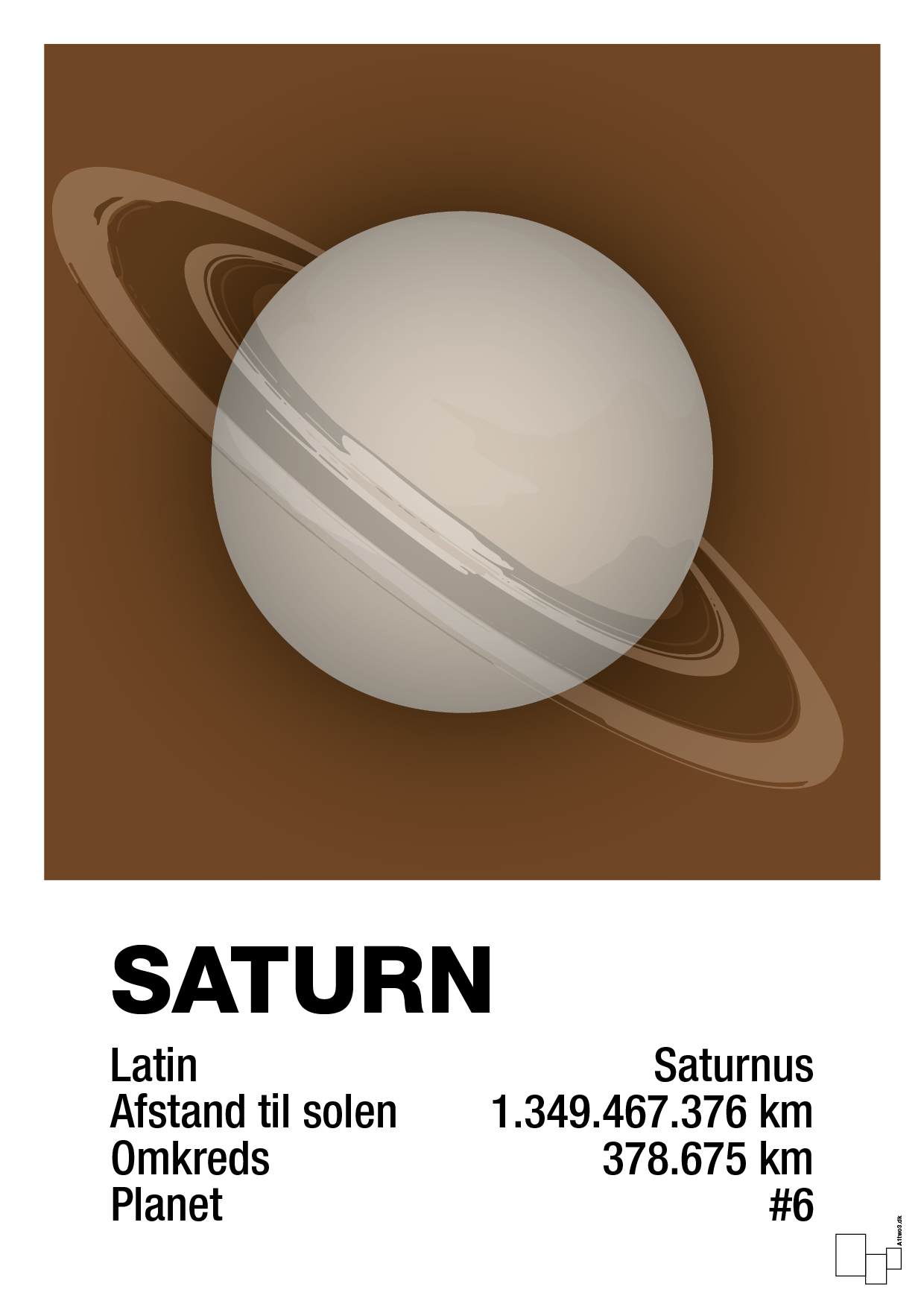 saturn - Plakat med Videnskab i Dark Brown