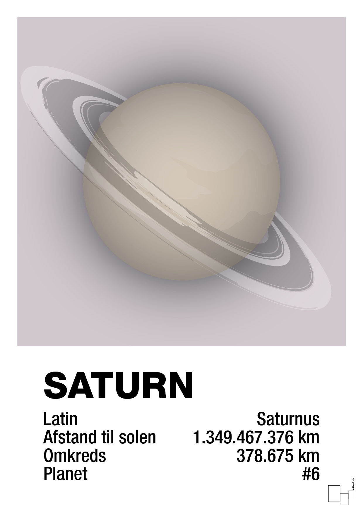 saturn - Plakat med Videnskab i Dusty Lilac