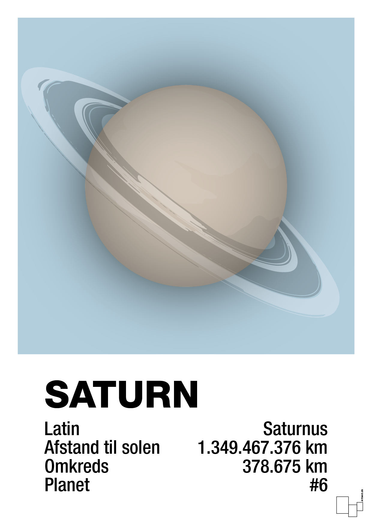 saturn - Plakat med Videnskab i Heavenly Blue