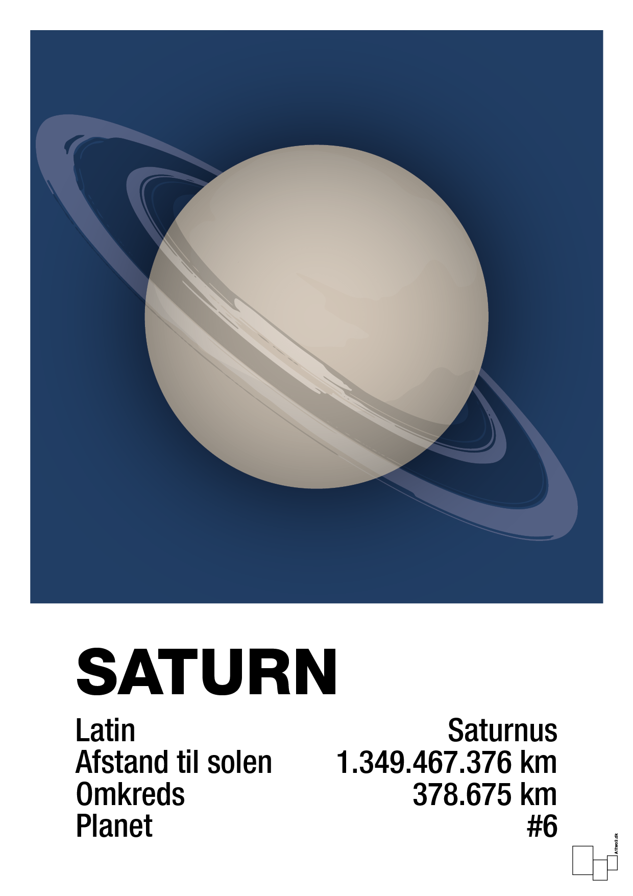 saturn - Plakat med Videnskab i Lapis Blue