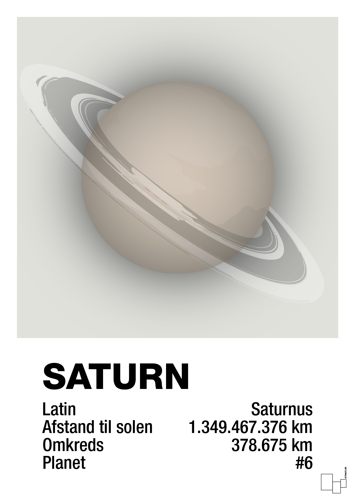 saturn - Plakat med Videnskab i Painters White