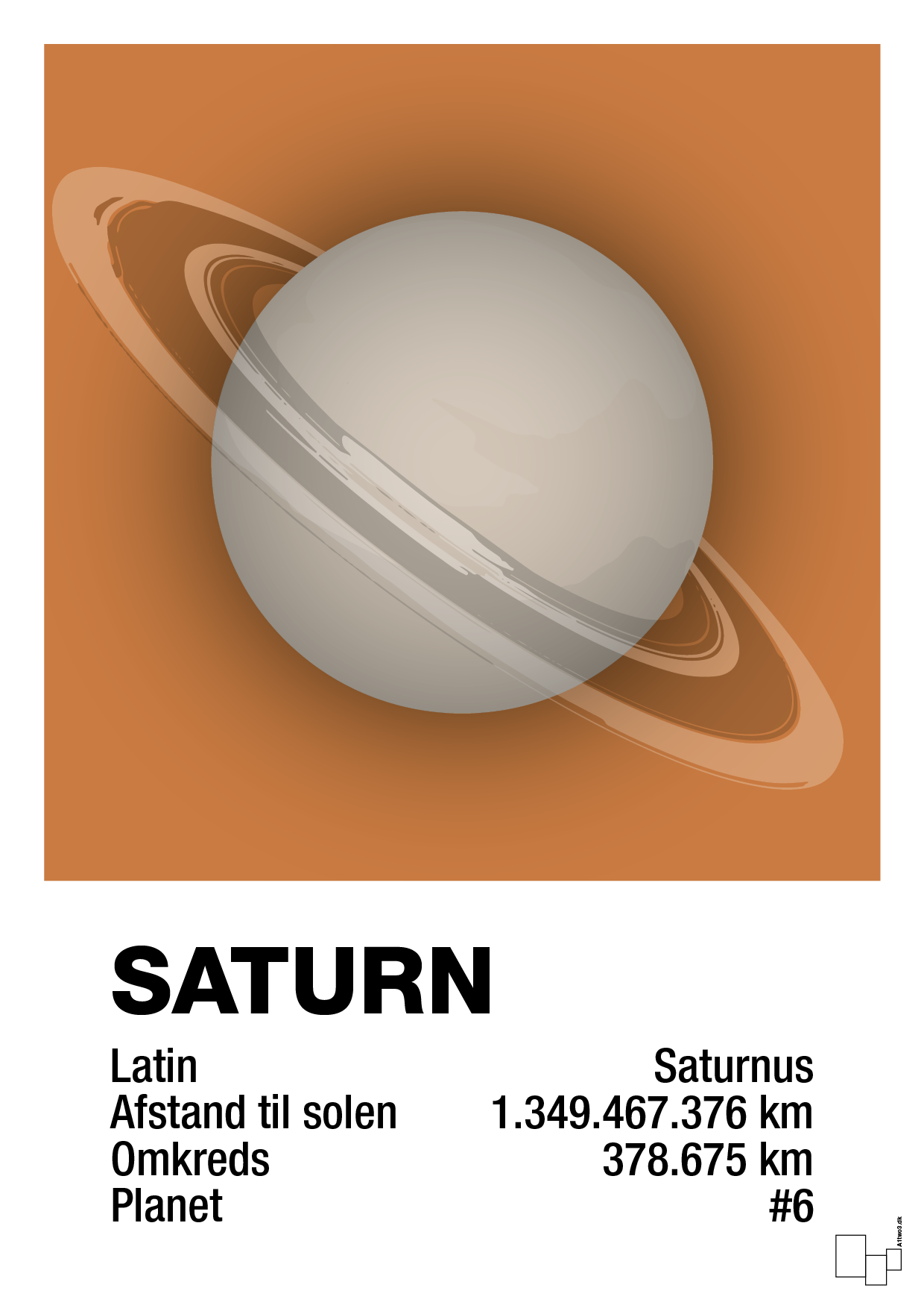 saturn - Plakat med Videnskab i Rumba Orange