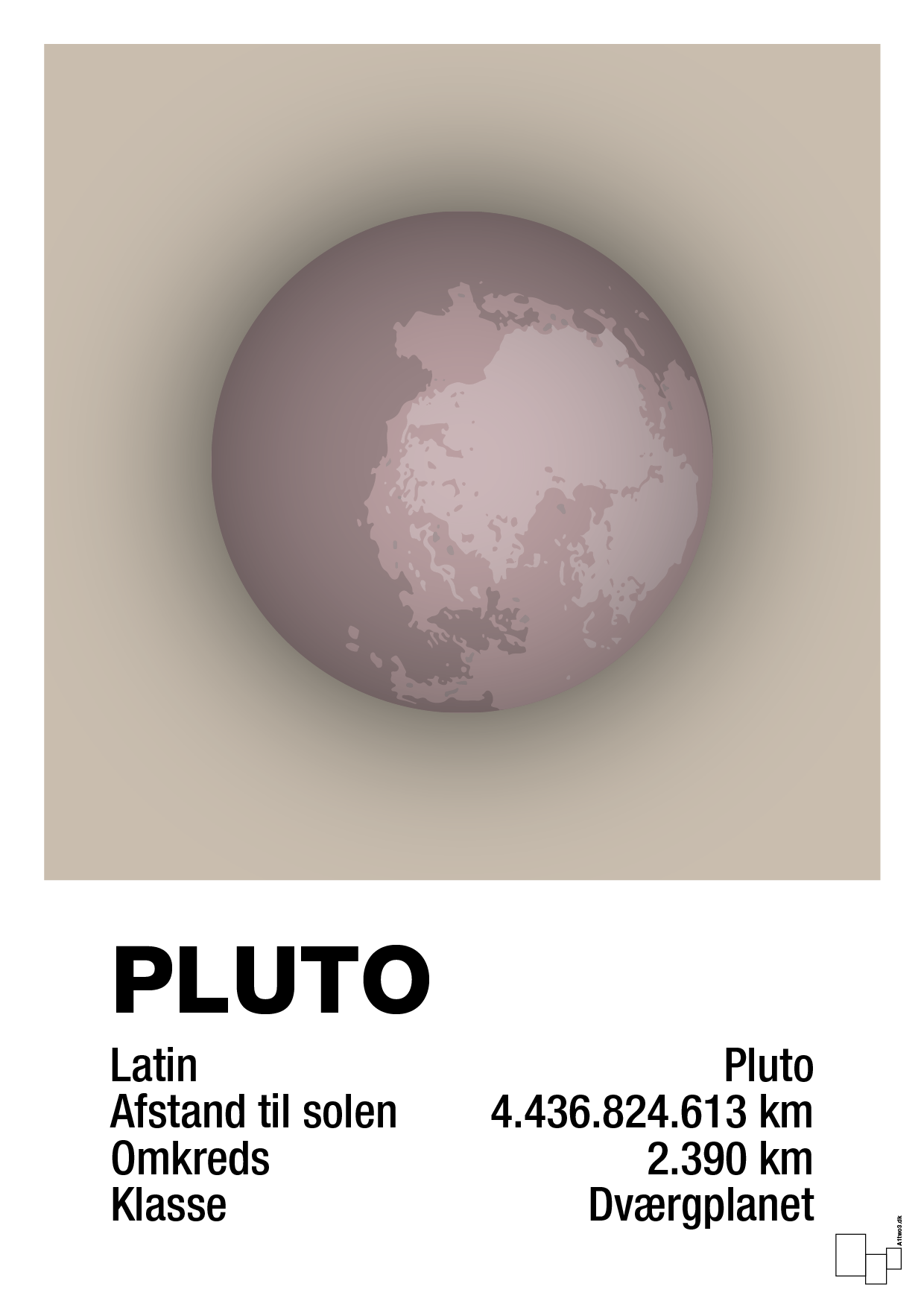 pluto - Plakat med Videnskab i Creamy Mushroom