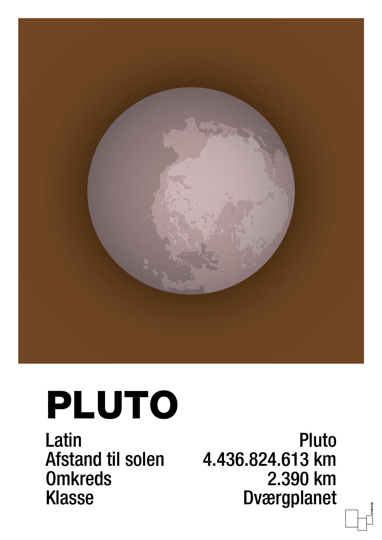 pluto - Plakat med Videnskab i Dark Brown
