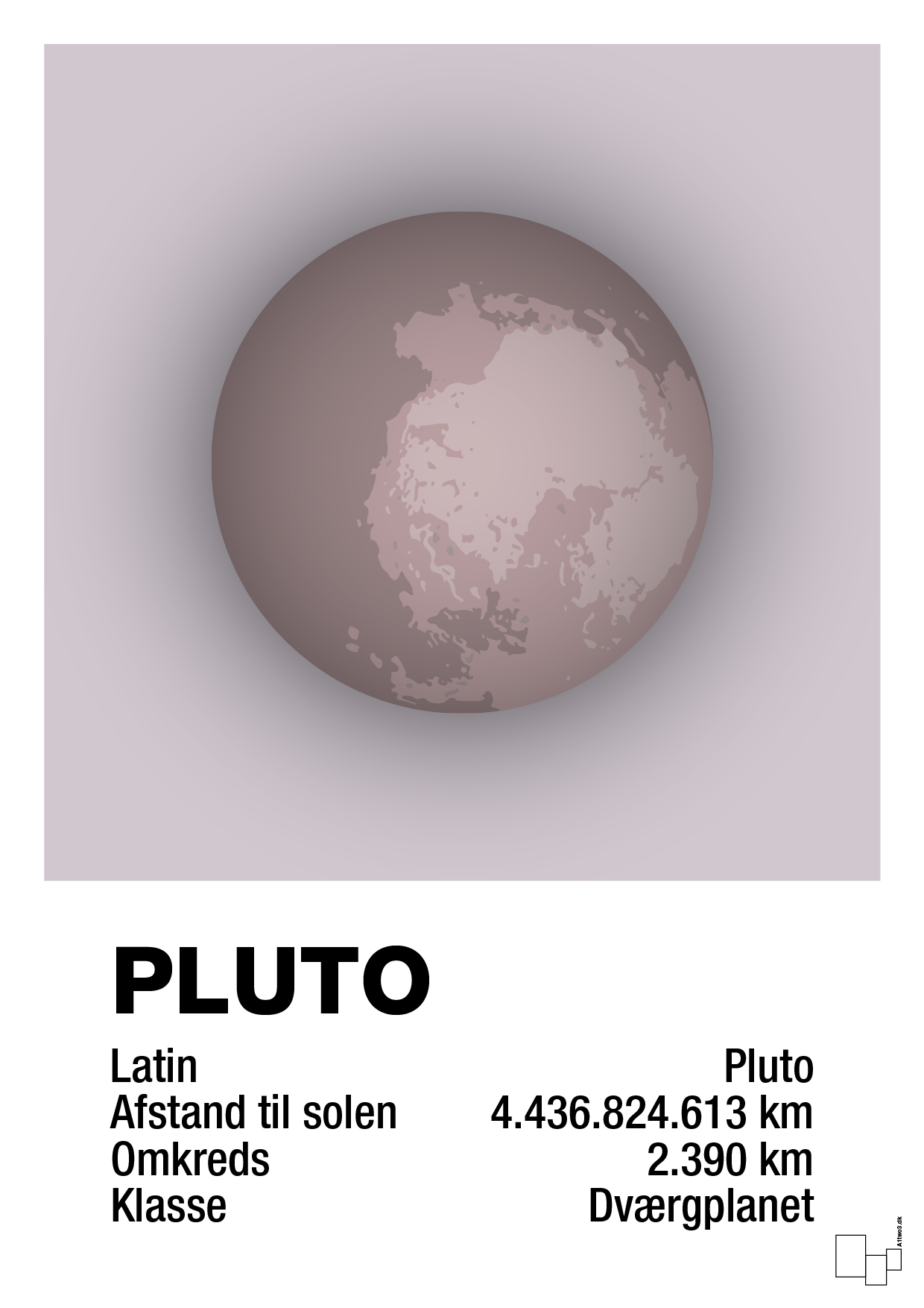 pluto - Plakat med Videnskab i Dusty Lilac