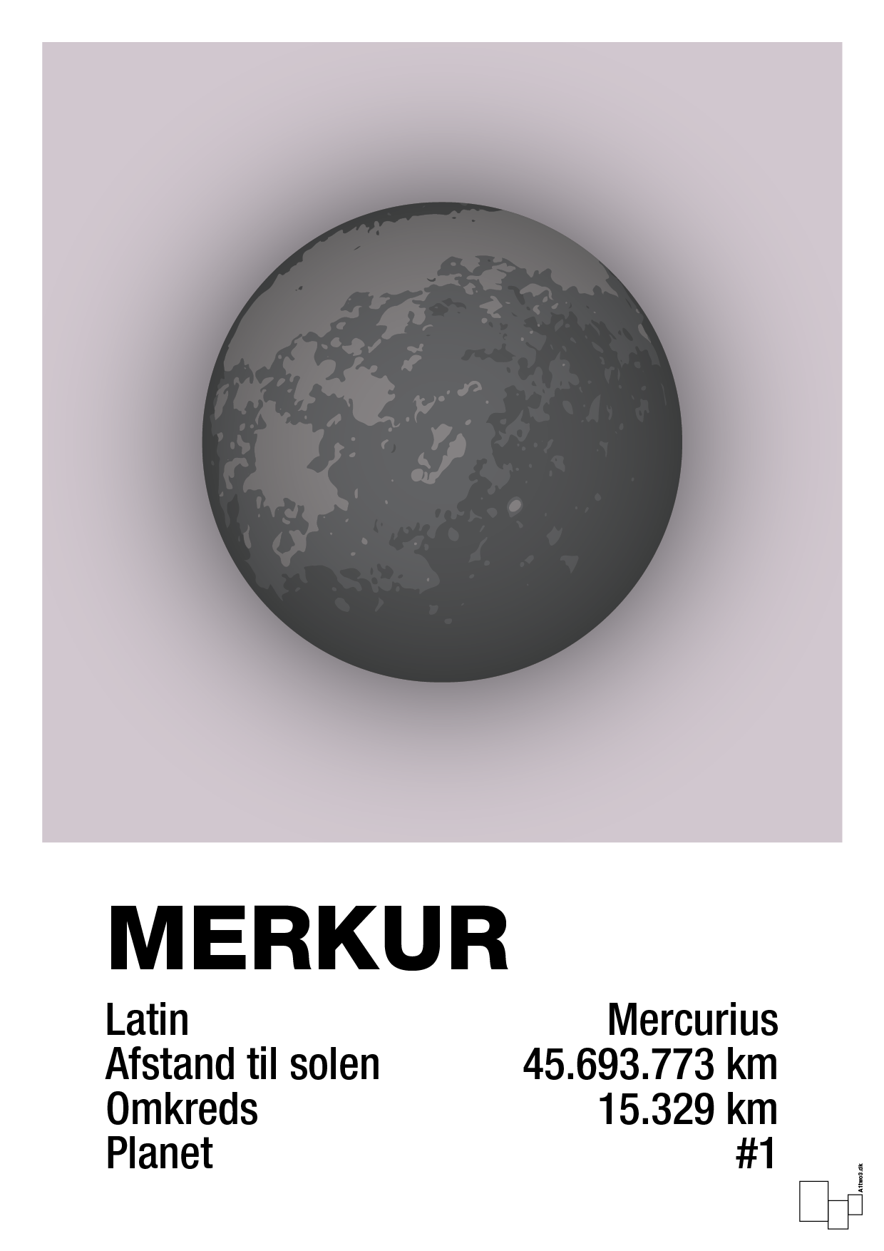 merkur - Plakat med Videnskab i Dusty Lilac