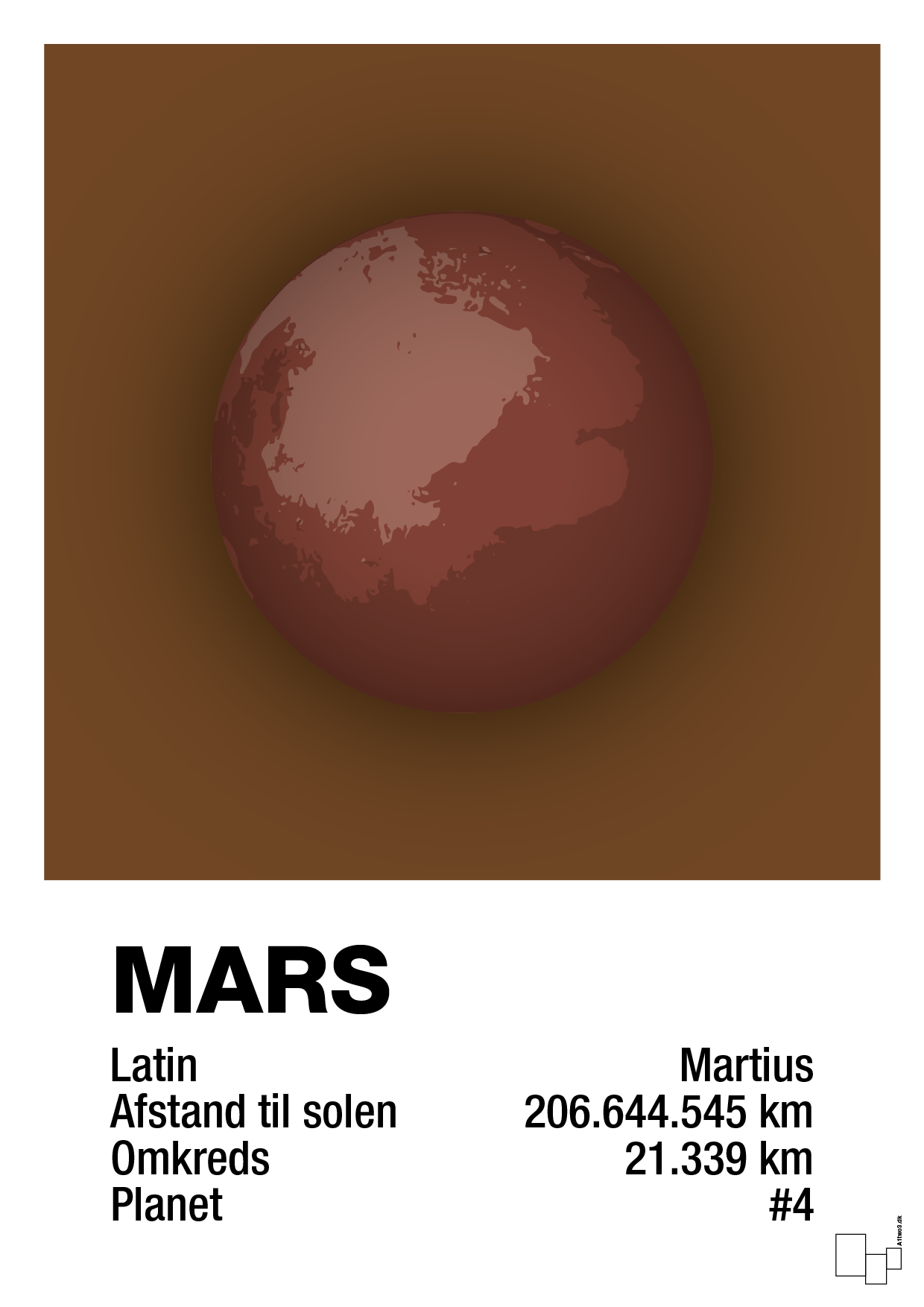 mars - Plakat med Videnskab i Dark Brown