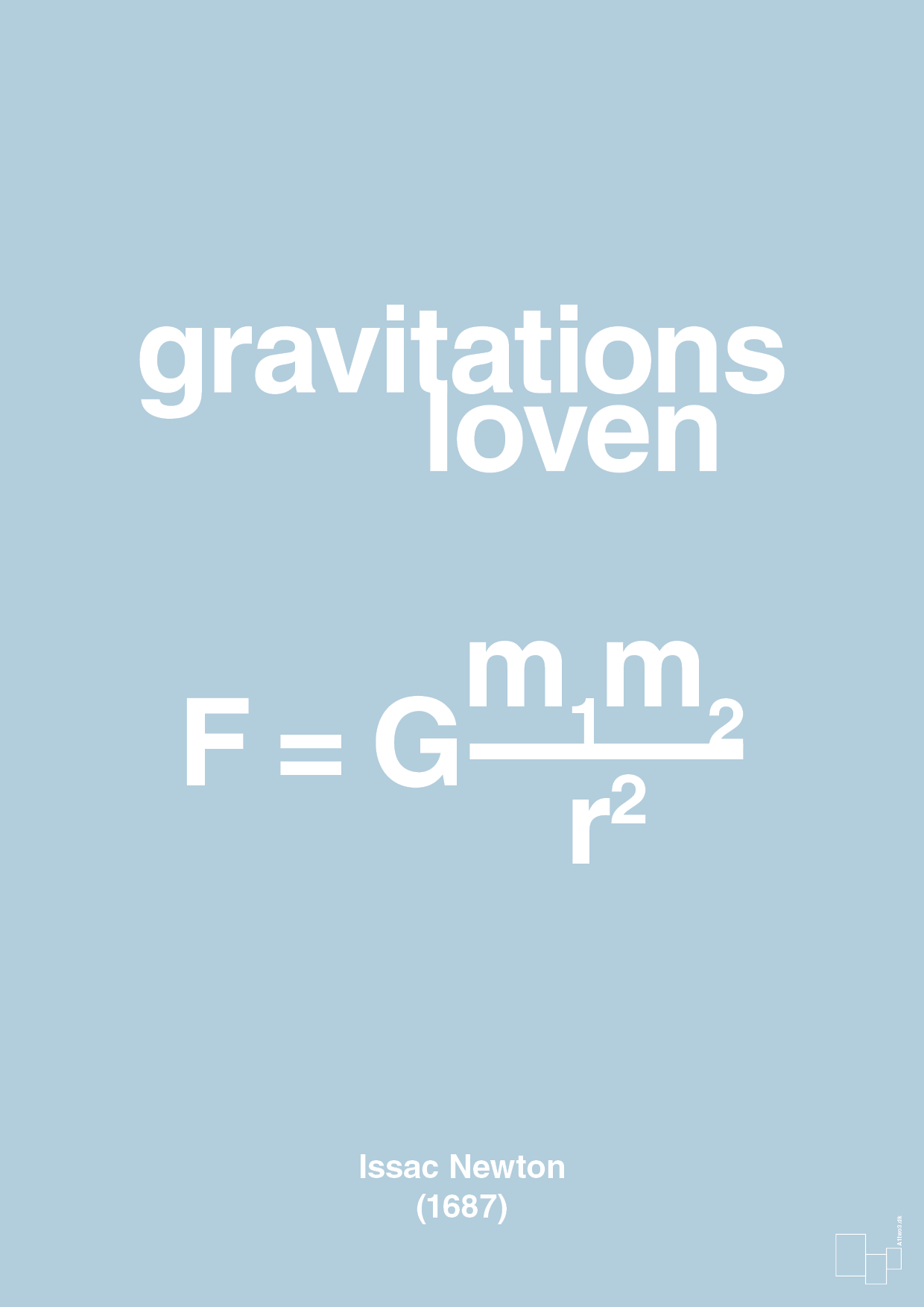 gravitations loven - Plakat med Videnskab i Heavenly Blue