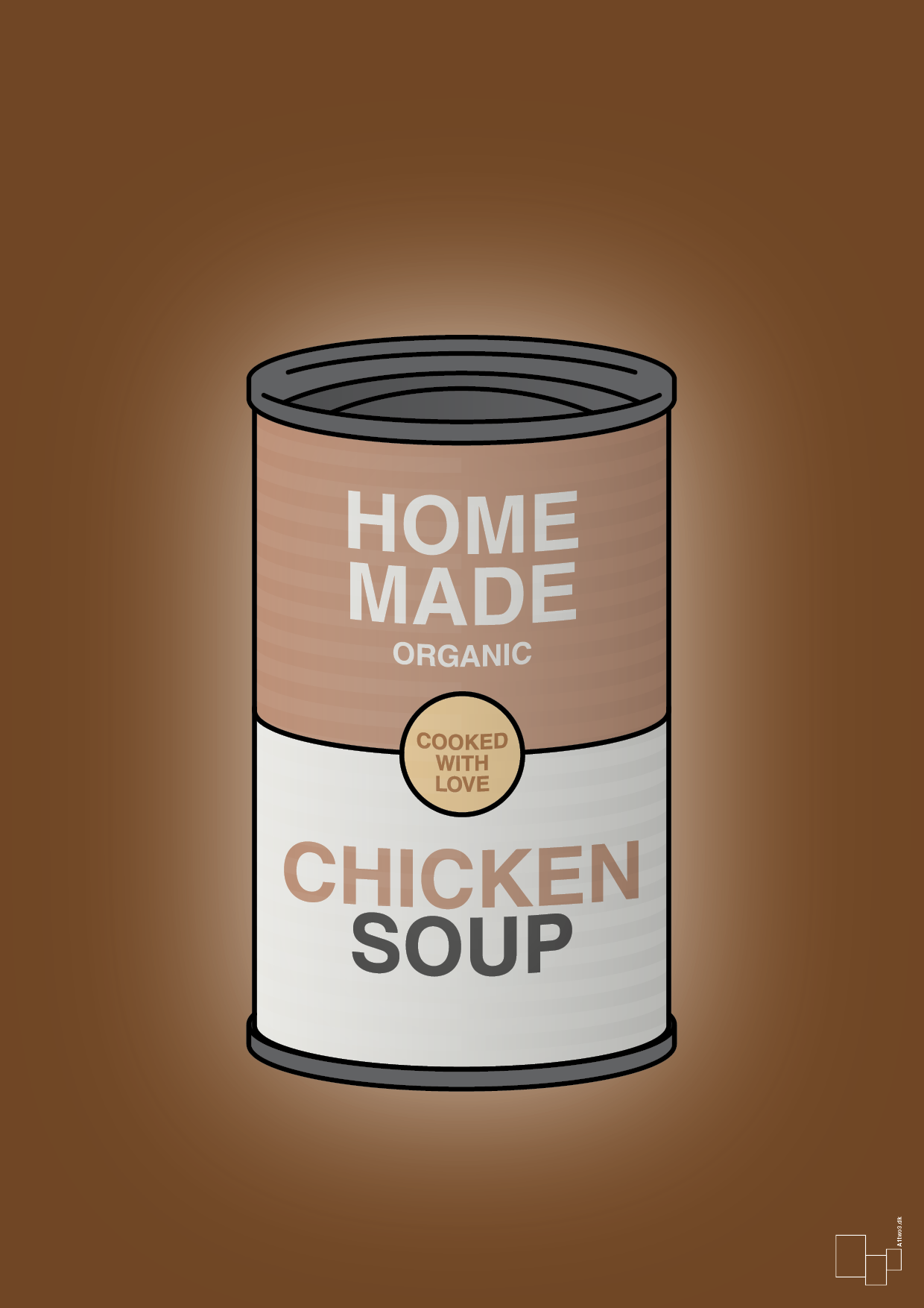 dåse med chicken soup - Plakat med Mad & Drikke i Dark Brown
