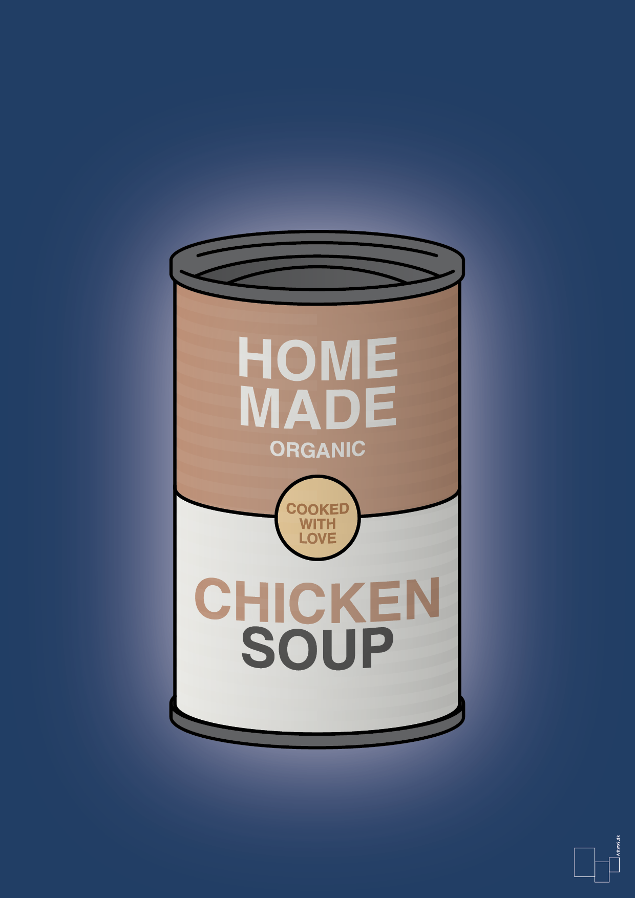 dåse med chicken soup - Plakat med Mad & Drikke i Lapis Blue