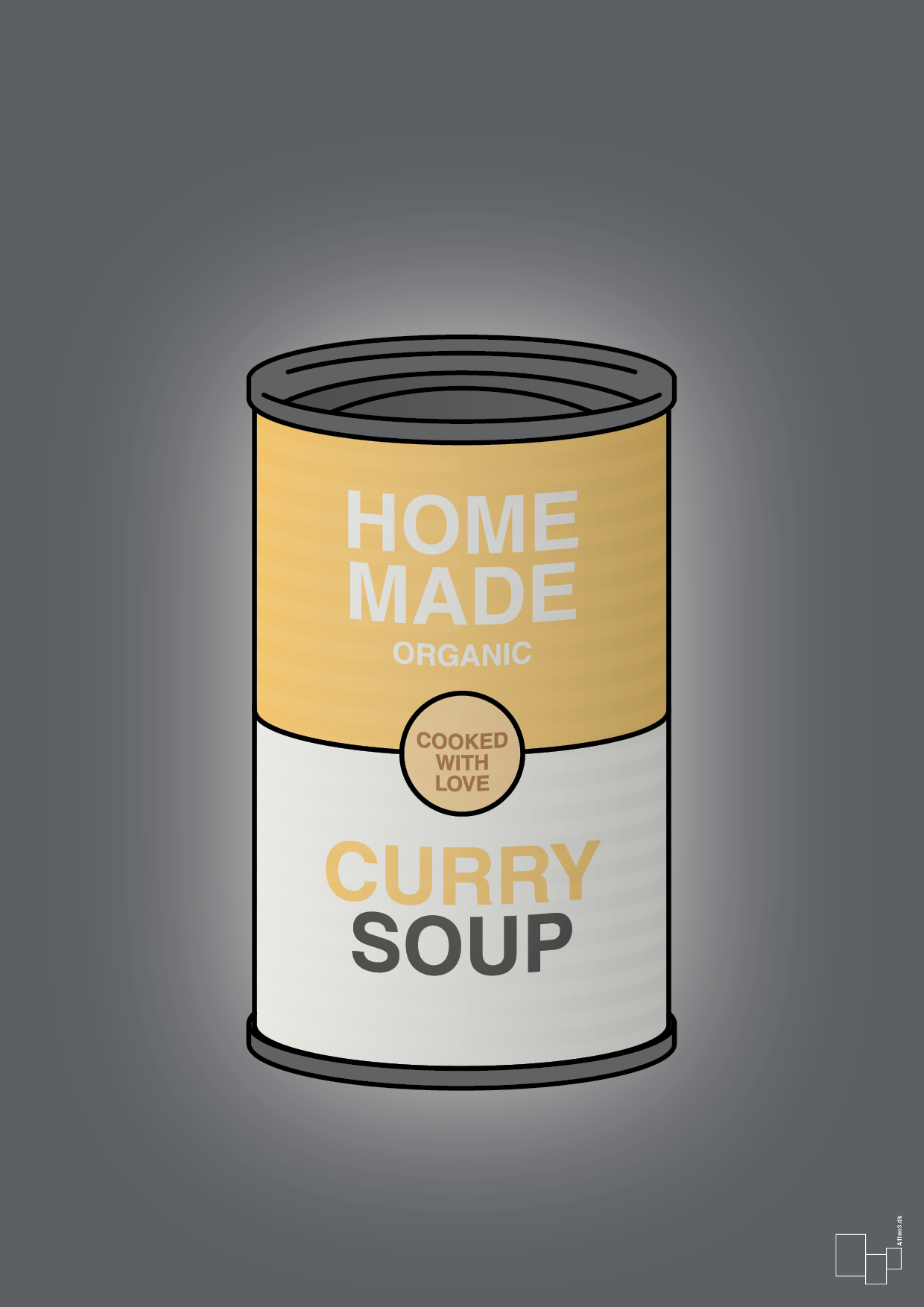 dåse med curry soup - Plakat med Mad & Drikke i Graphic Charcoal