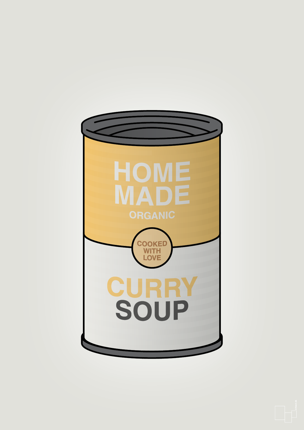 dåse med curry soup - Plakat med Mad & Drikke i Painters White