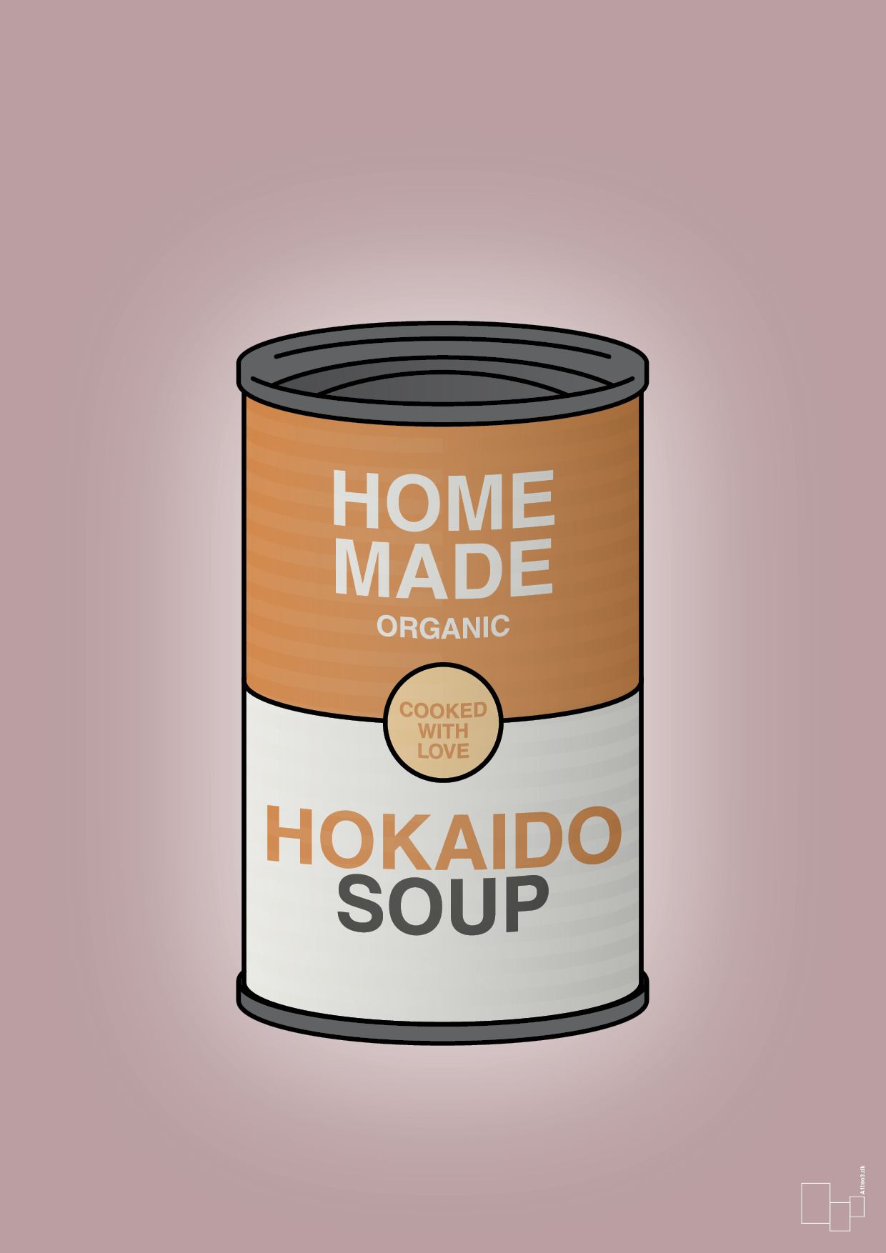 dåse med hokaido soup - Plakat med Mad & Drikke i Light Rose