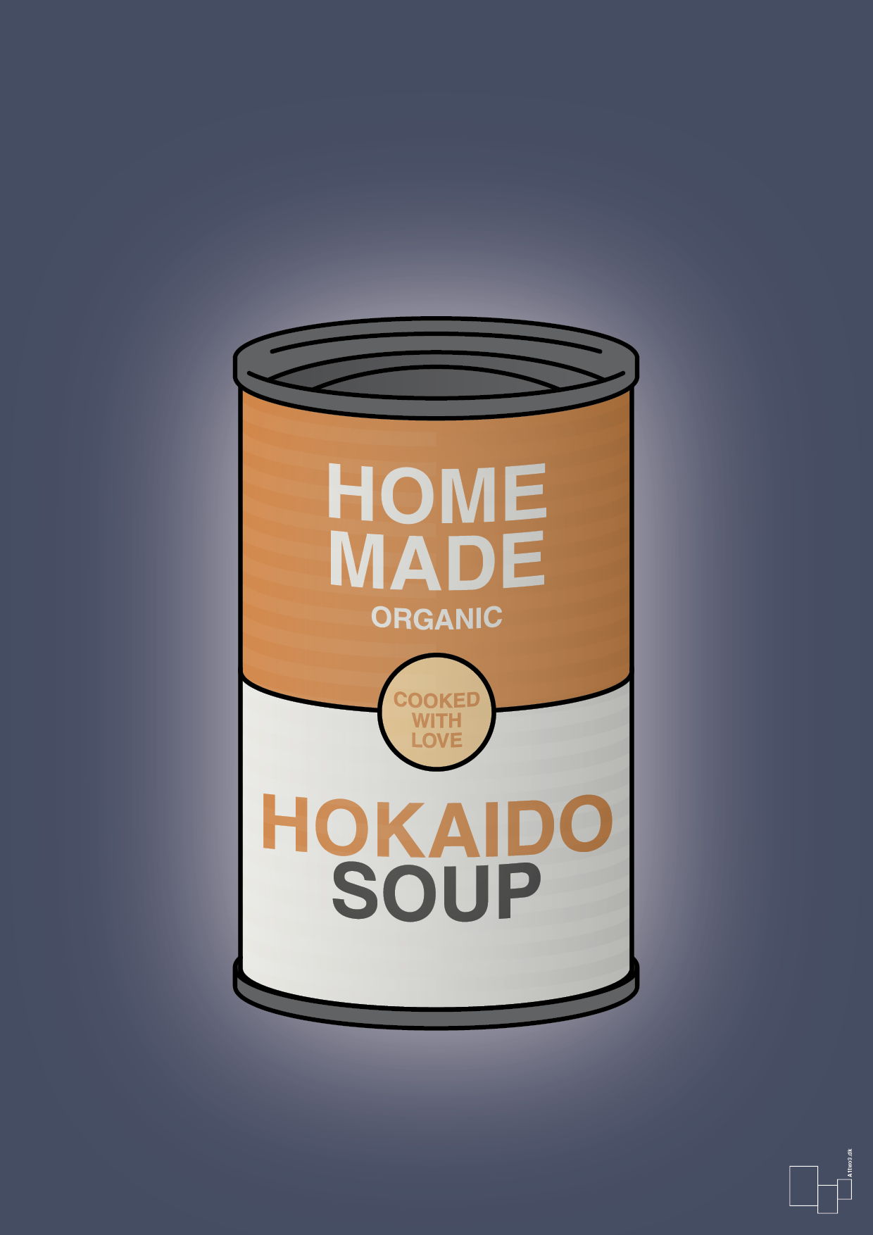 dåse med hokaido soup - Plakat med Mad & Drikke i Petrol