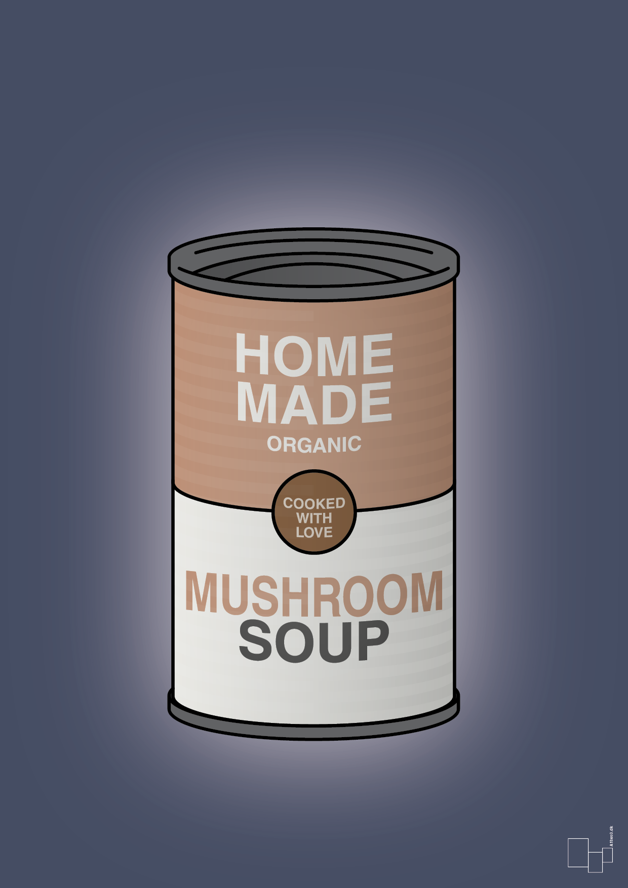 dåse med mushroom soup - Plakat med Mad & Drikke i Petrol