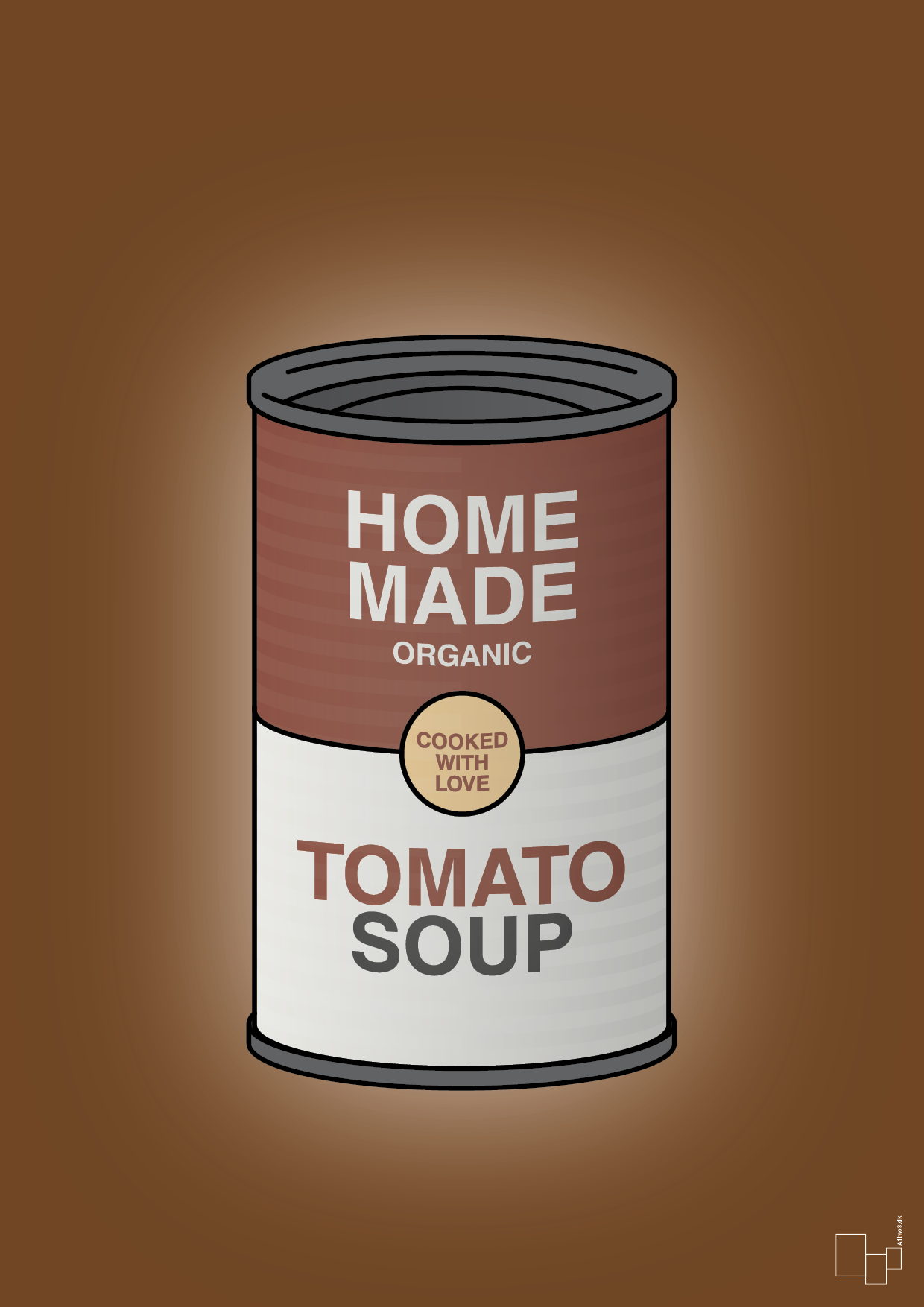 dåse med tomato soup - Plakat med Mad & Drikke i Dark Brown