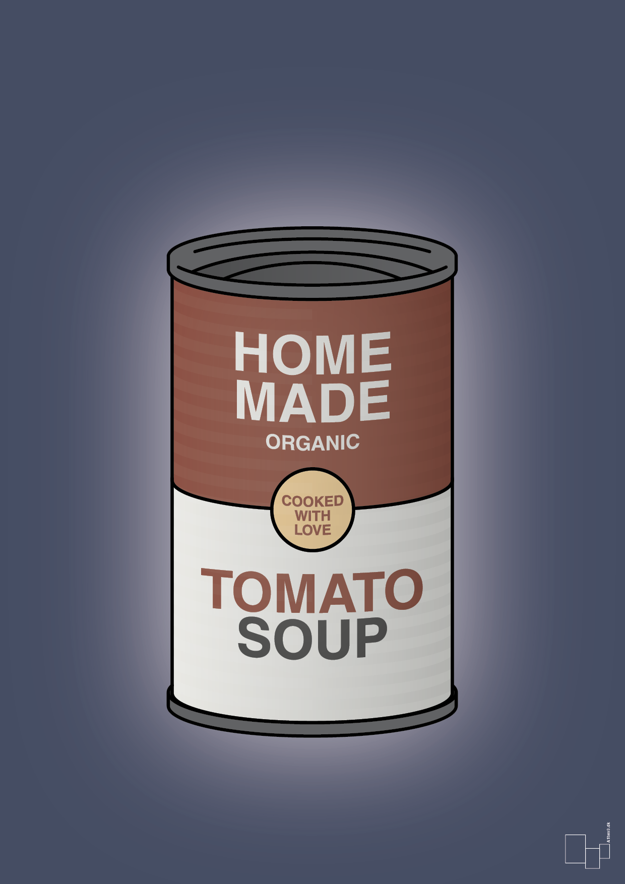 dåse med tomato soup - Plakat med Mad & Drikke i Petrol