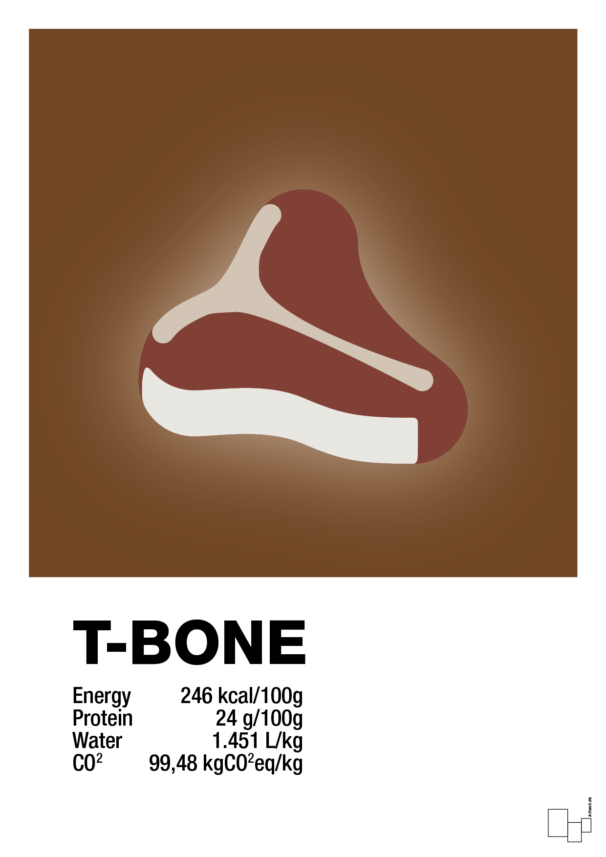 t-bone nutrition og miljø - Plakat med Mad & Drikke i Dark Brown