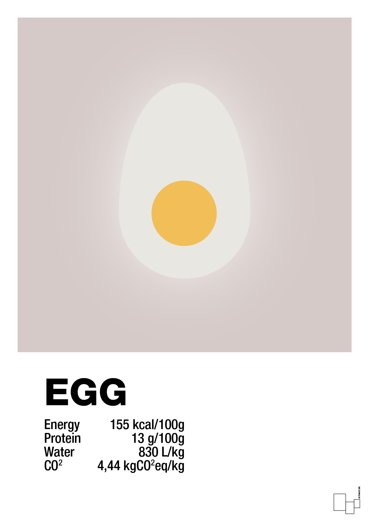 egg nutrition og miljø - Plakat med Mad & Drikke i Broken Beige