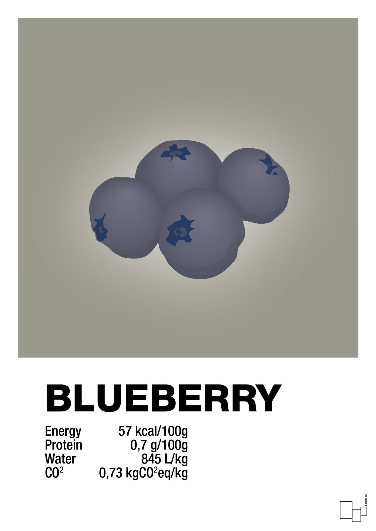 blueberry nutrition og miljø - Plakat med Mad & Drikke i Battleship Gray