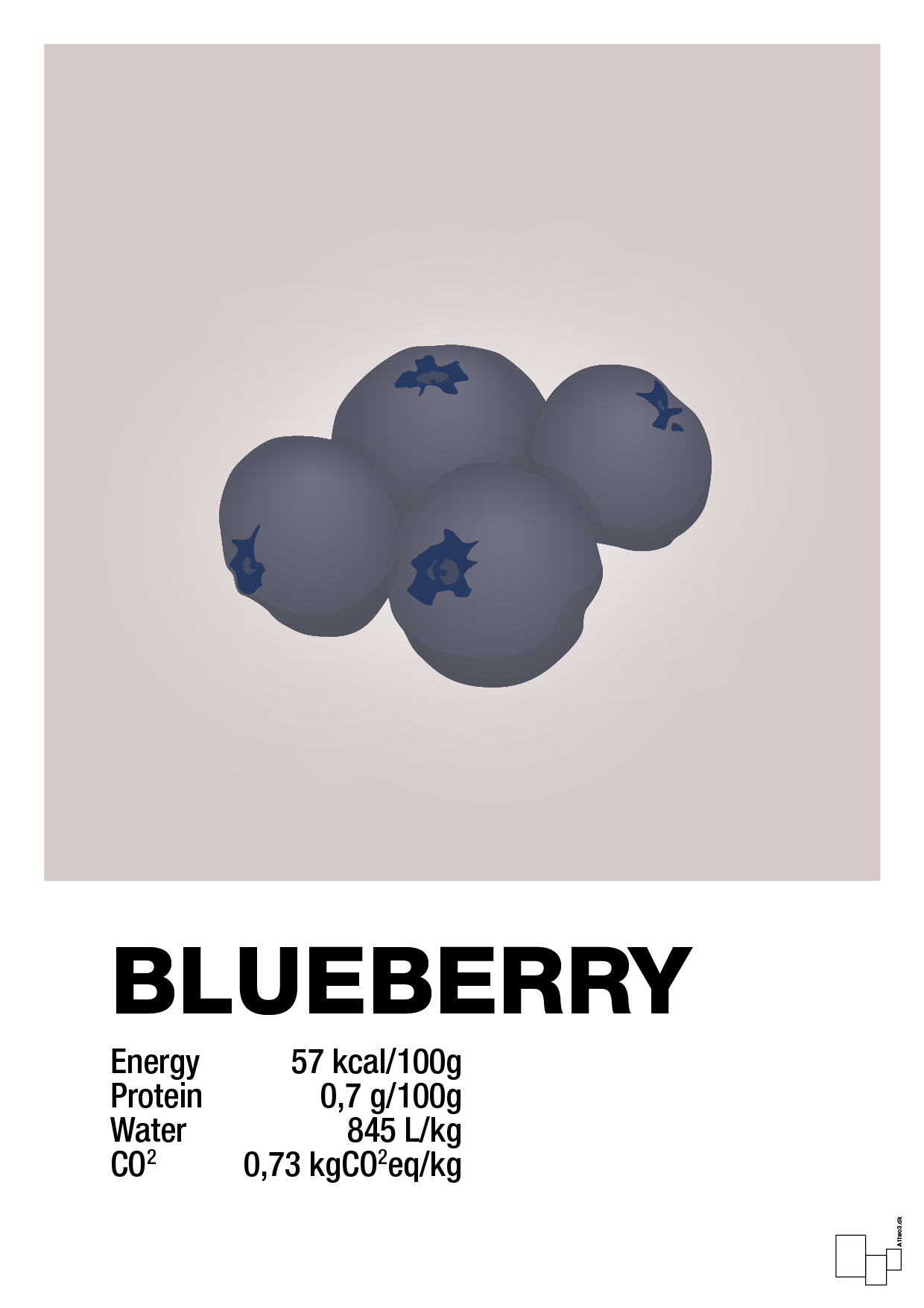 blueberry nutrition og miljø - Plakat med Mad & Drikke i Broken Beige