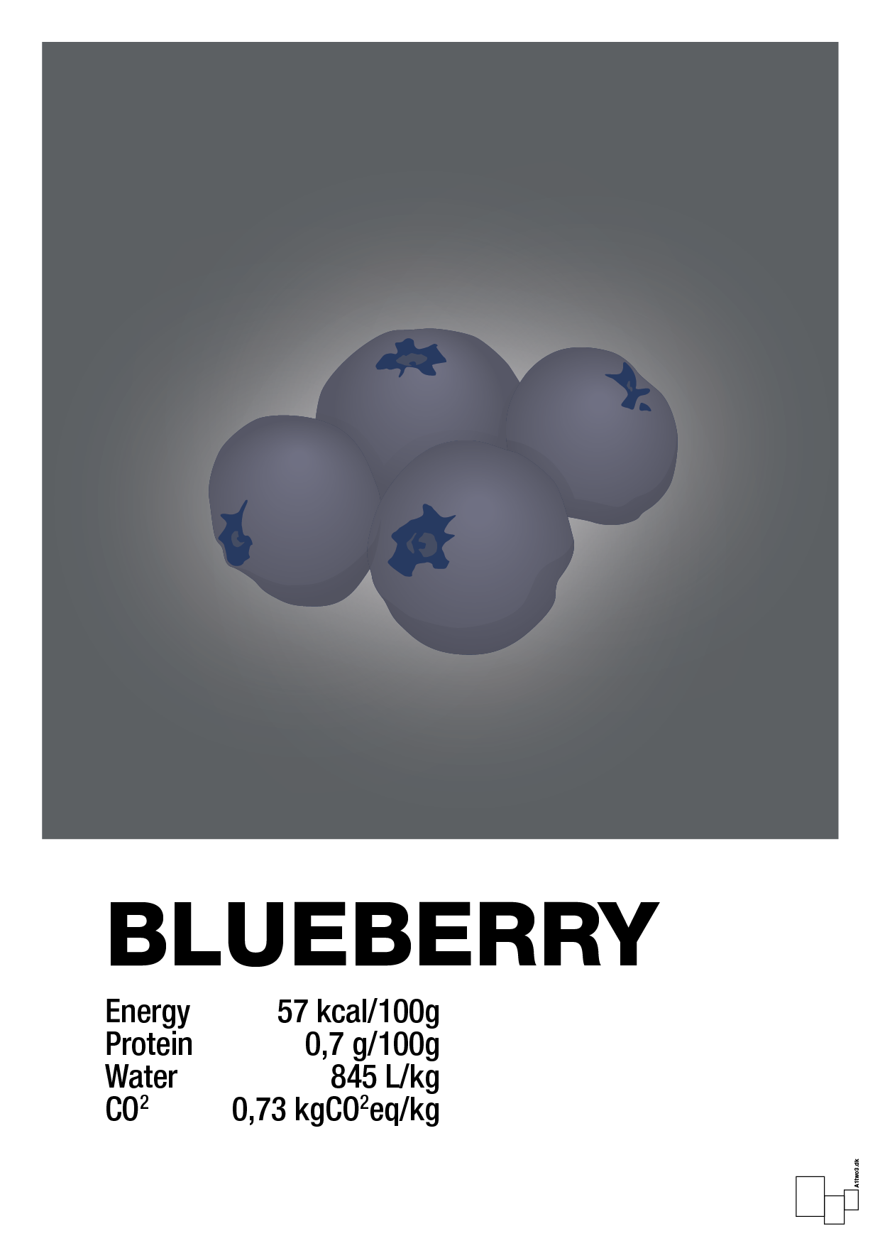 blueberry nutrition og miljø - Plakat med Mad & Drikke i Graphic Charcoal