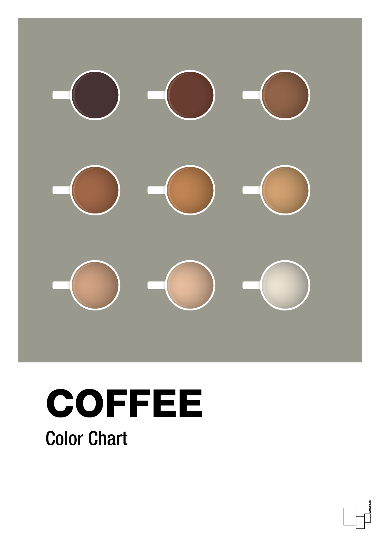 coffee color chart - Plakat med Mad & Drikke i Battleship Gray