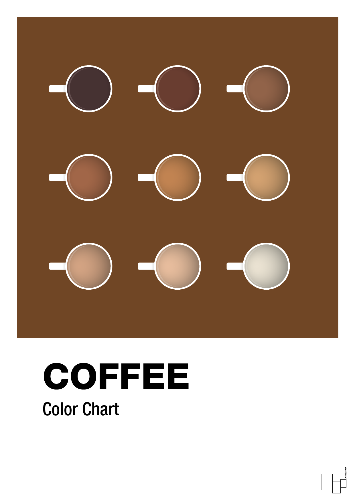 coffee color chart - Plakat med Mad & Drikke i Dark Brown