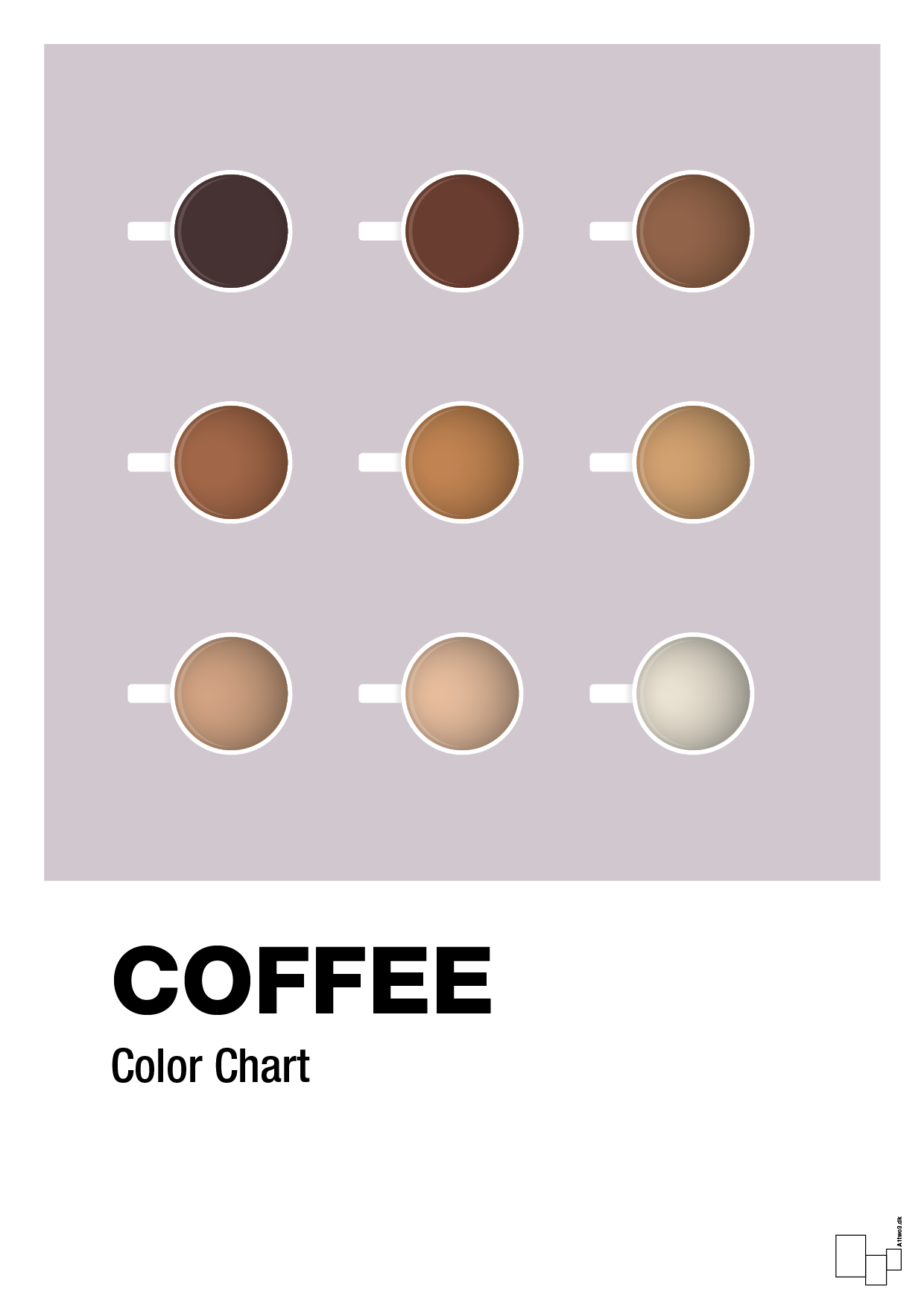 coffee color chart - Plakat med Mad & Drikke i Dusty Lilac