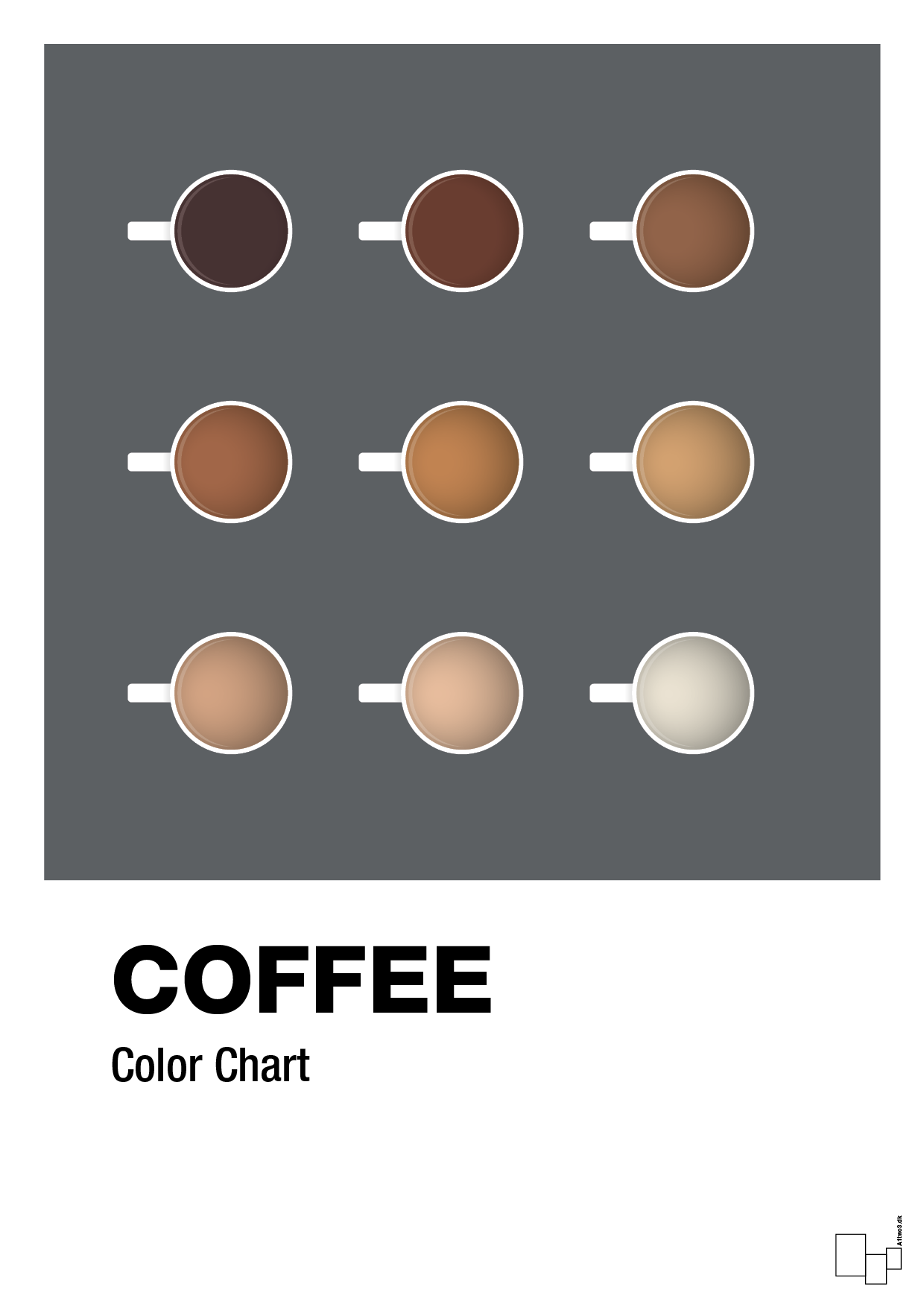coffee color chart - Plakat med Mad & Drikke i Graphic Charcoal