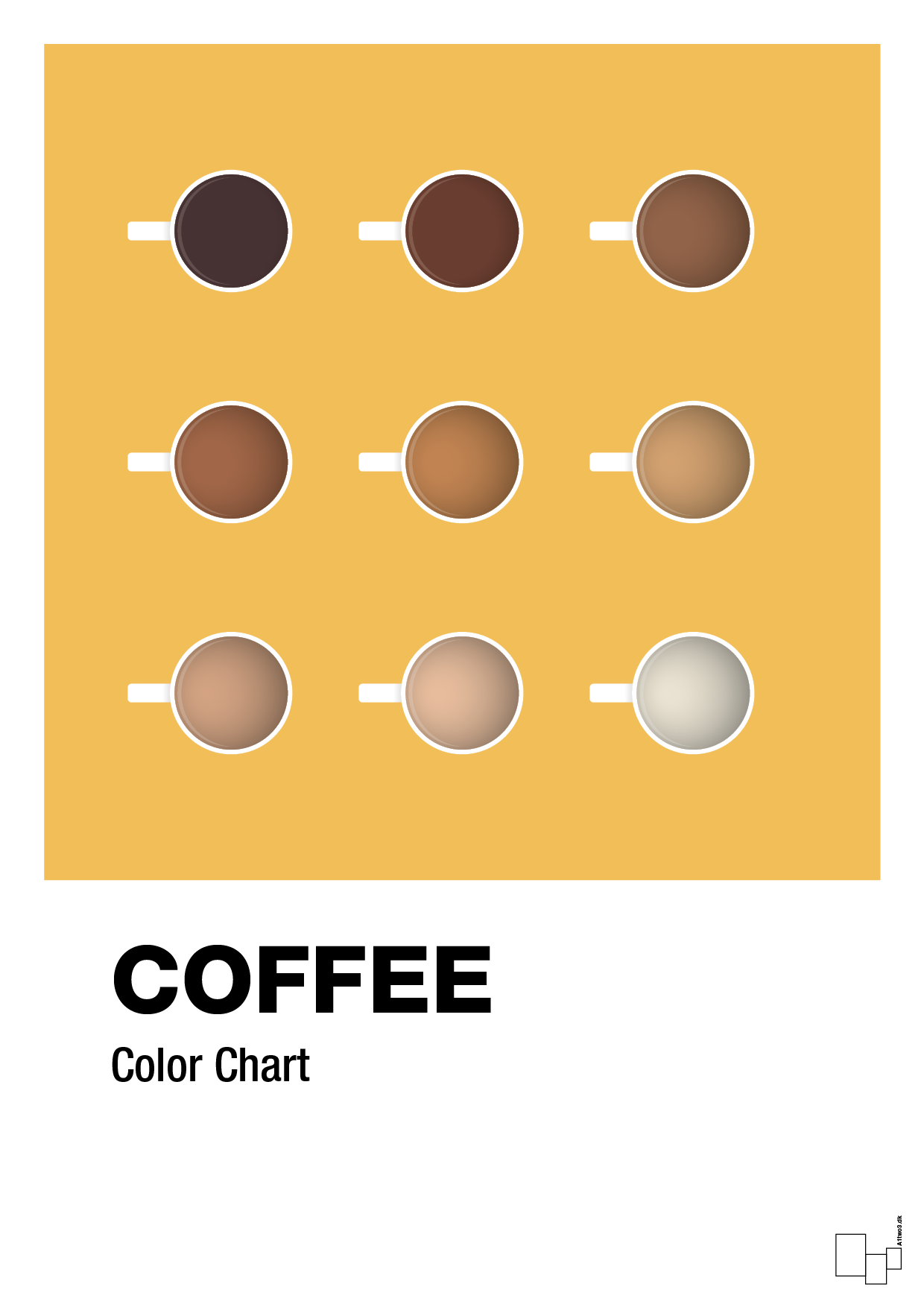 coffee color chart - Plakat med Mad & Drikke i Honeycomb