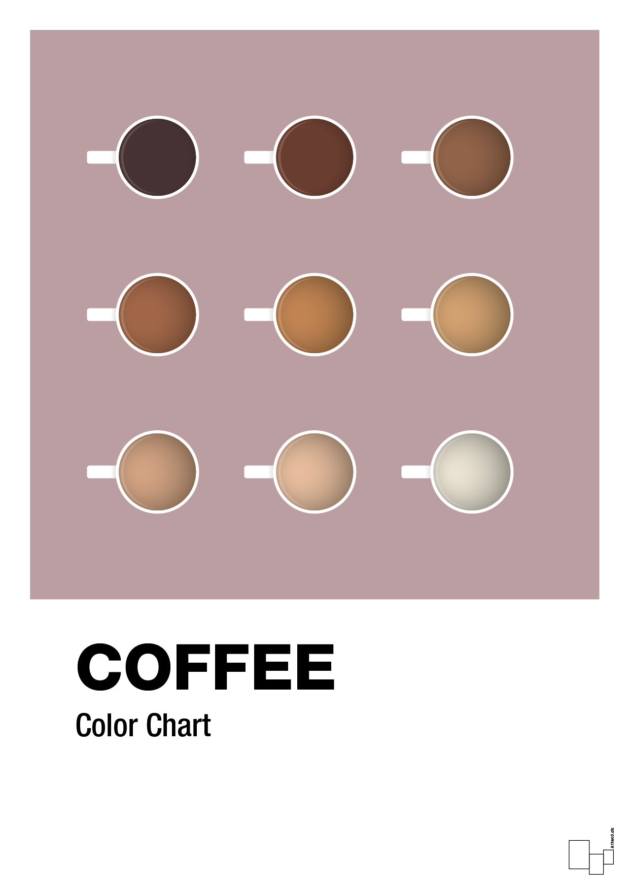 coffee color chart - Plakat med Mad & Drikke i Light Rose