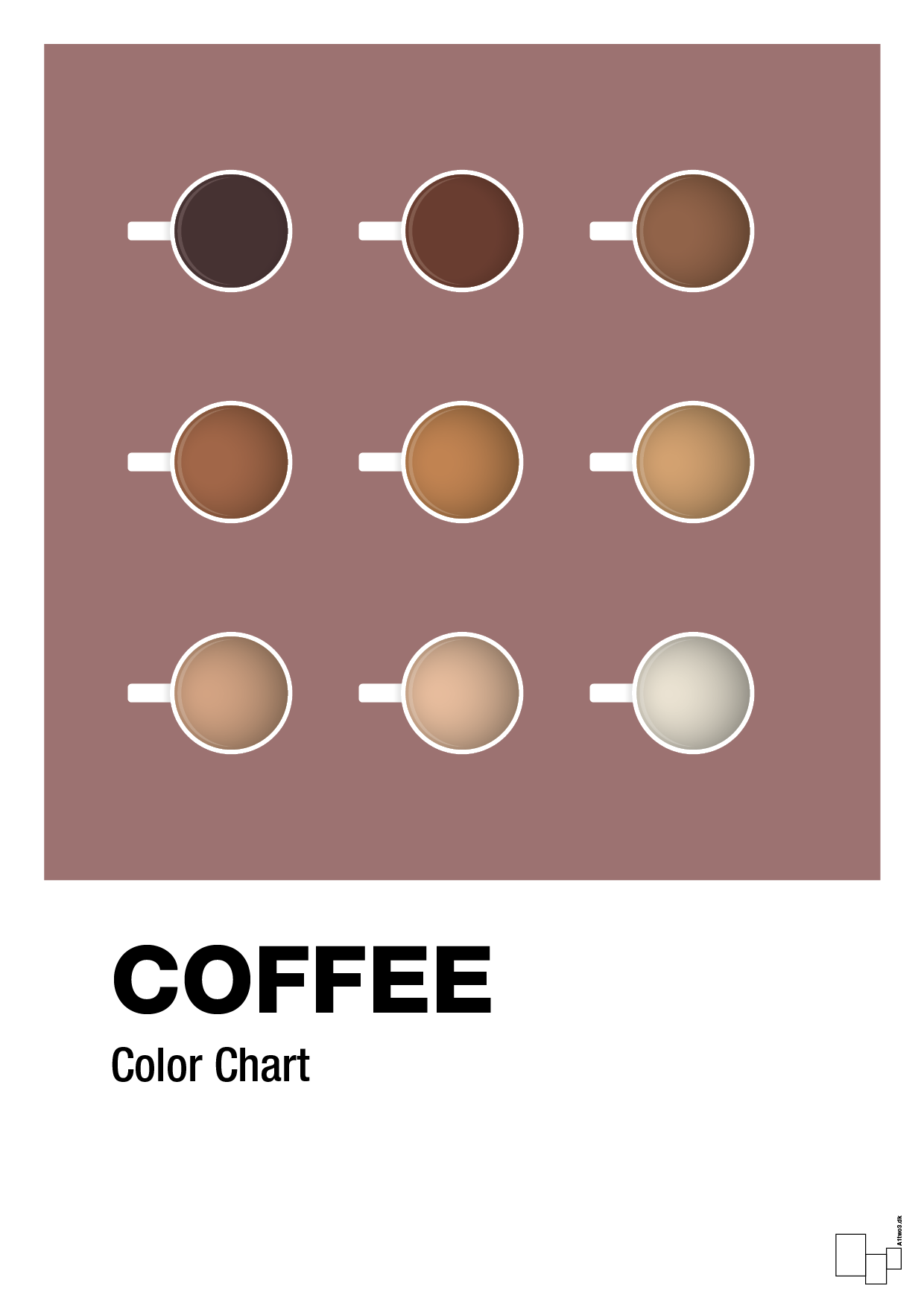 coffee color chart - Plakat med Mad & Drikke i Plum