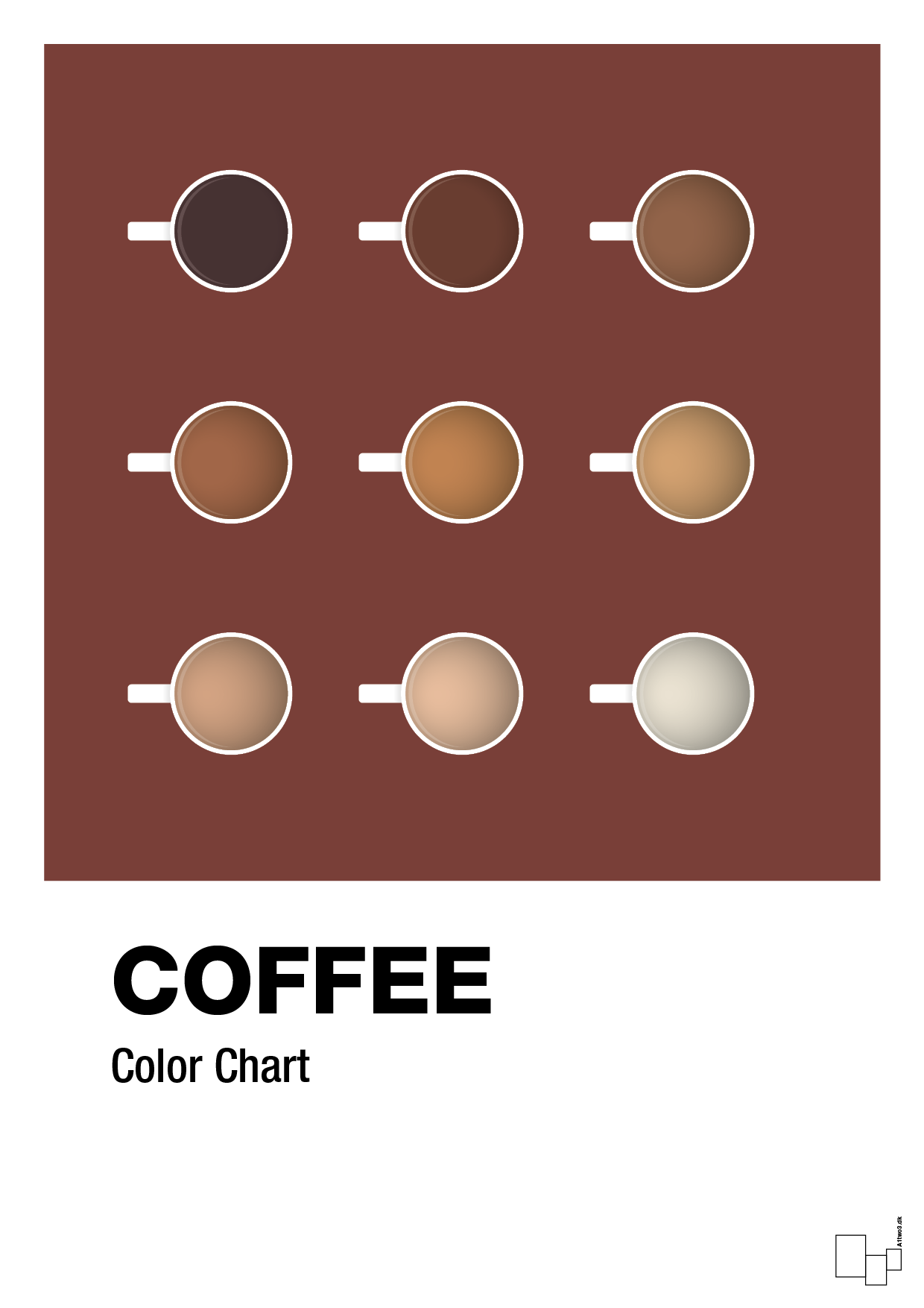 coffee color chart - Plakat med Mad & Drikke i Red Pepper