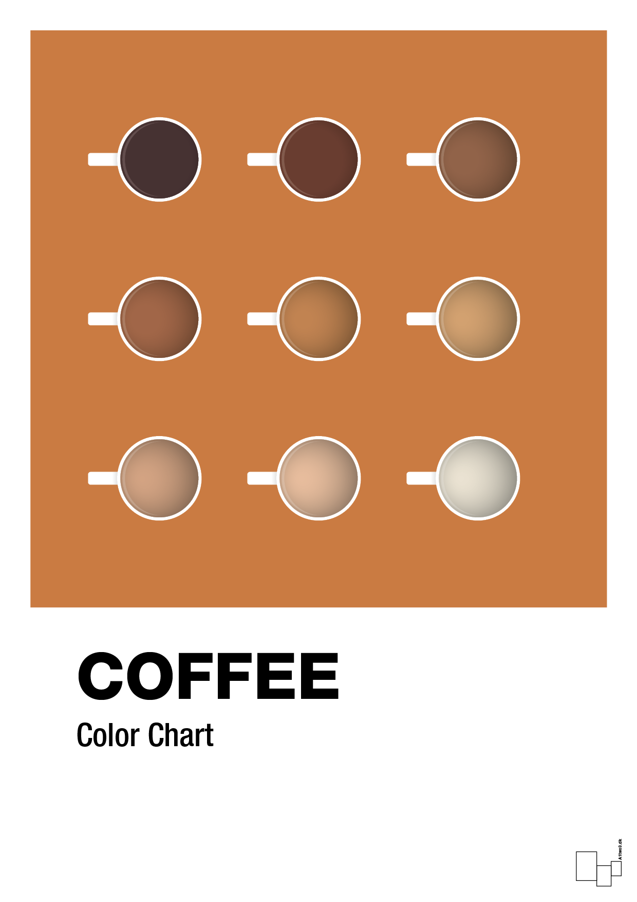 coffee color chart - Plakat med Mad & Drikke i Rumba Orange
