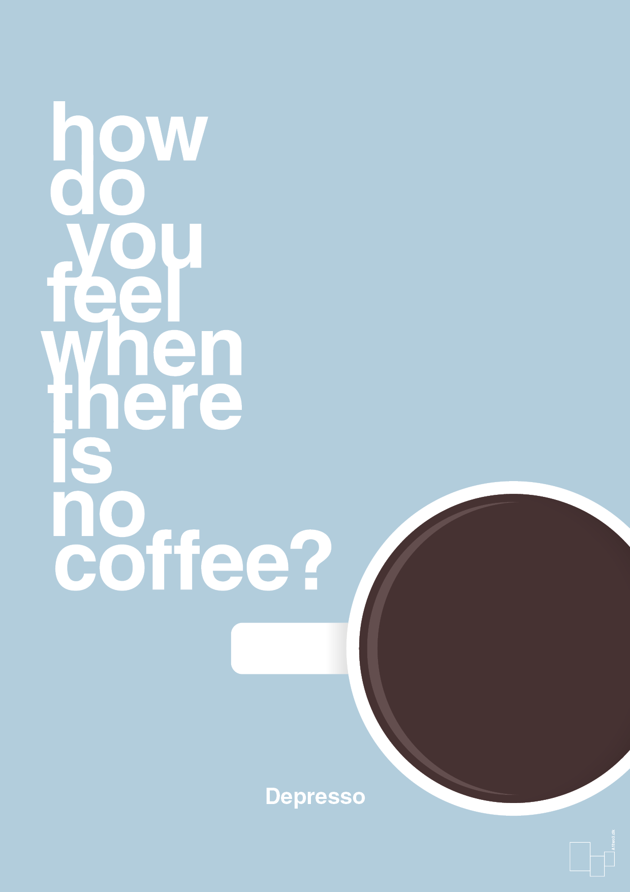 how do you feel when there is no coffee? depresso - Plakat med Mad & Drikke i Heavenly Blue
