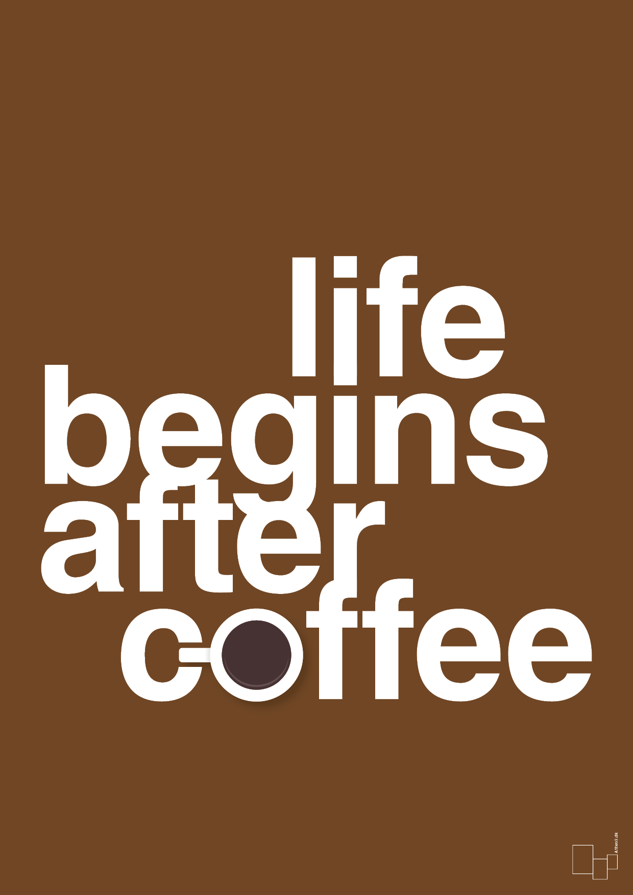 life begins after coffee - Plakat med Mad & Drikke i Dark Brown