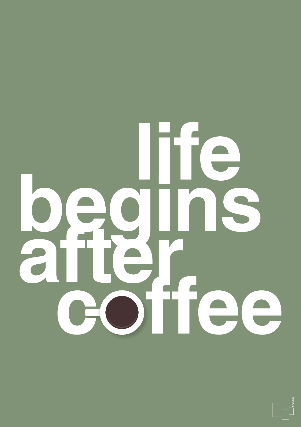 life begins after coffee - Plakat med Mad & Drikke i Jade