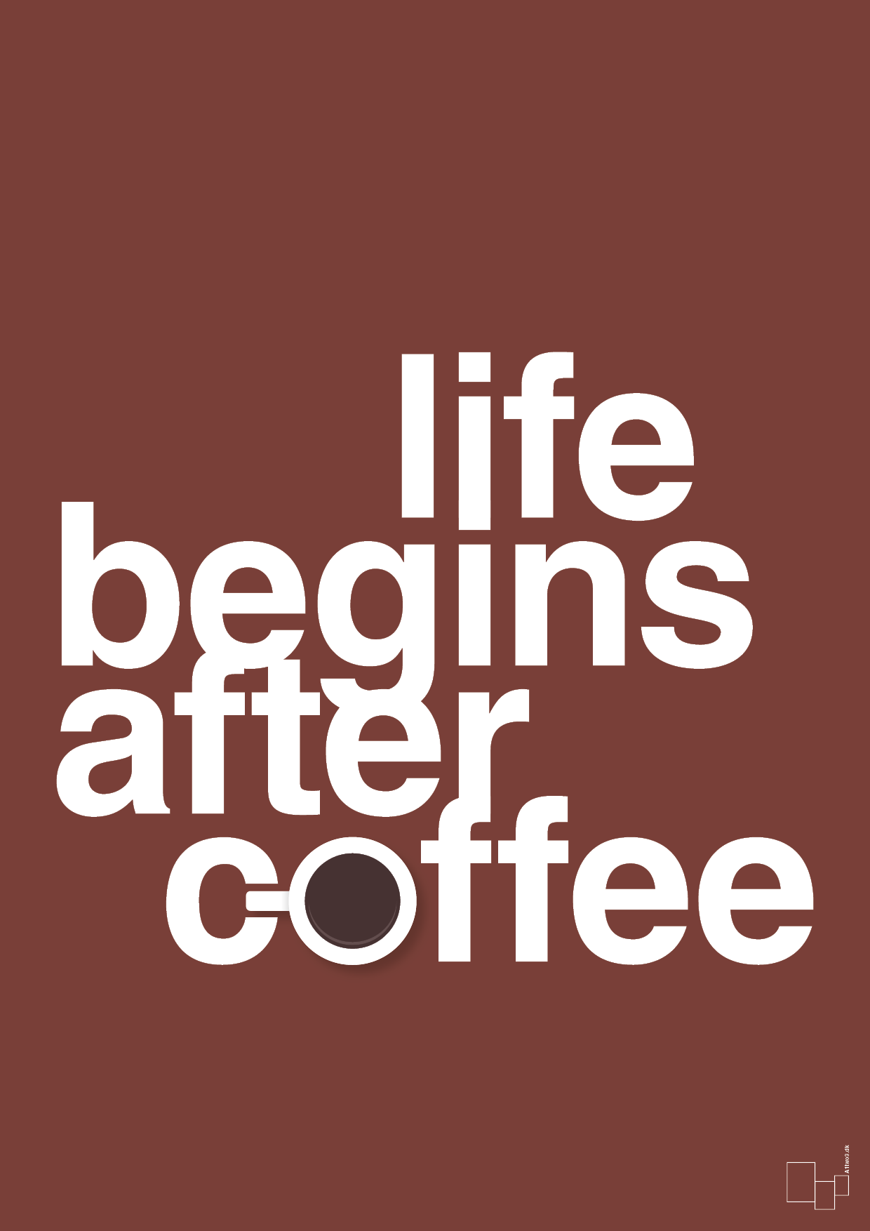 life begins after coffee - Plakat med Mad & Drikke i Red Pepper